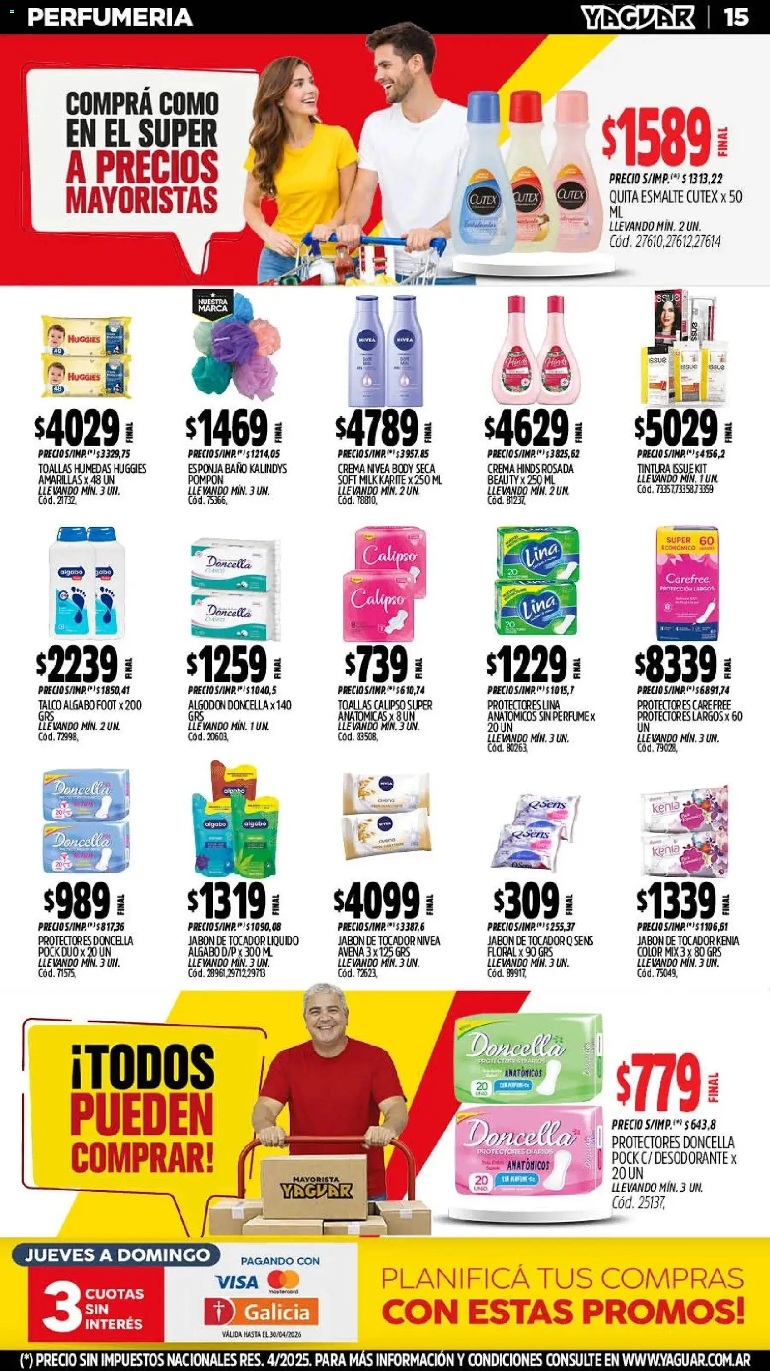 Yaguar - Oferta Semanal General Roca │ válido desde el 11.05.2026 | Página: 15 | Productos: Algodón, Baño, Protectores diarios, Crema