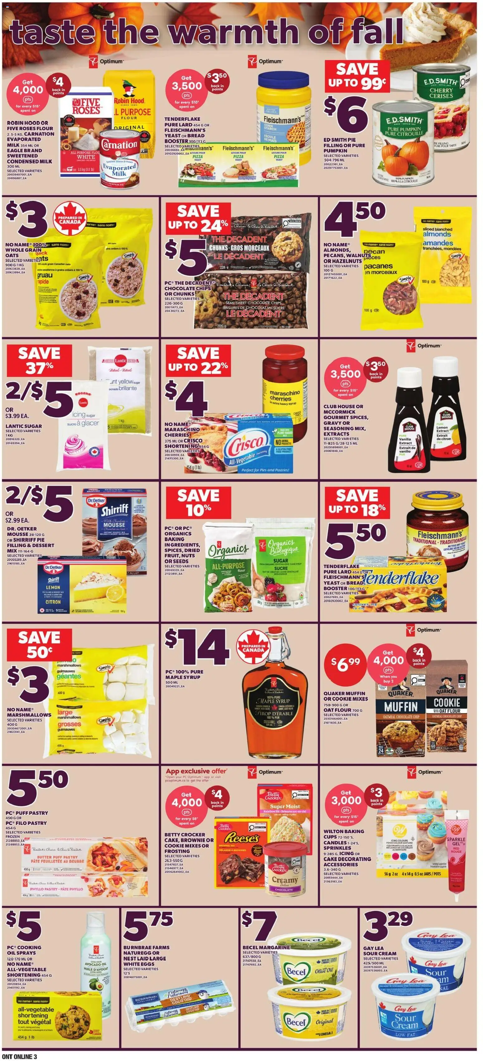 Zehrs flyer valid from Oct 1, 2026 | Page: 8 | Products: Sour cream, Oatmeal, Sugar, Corn