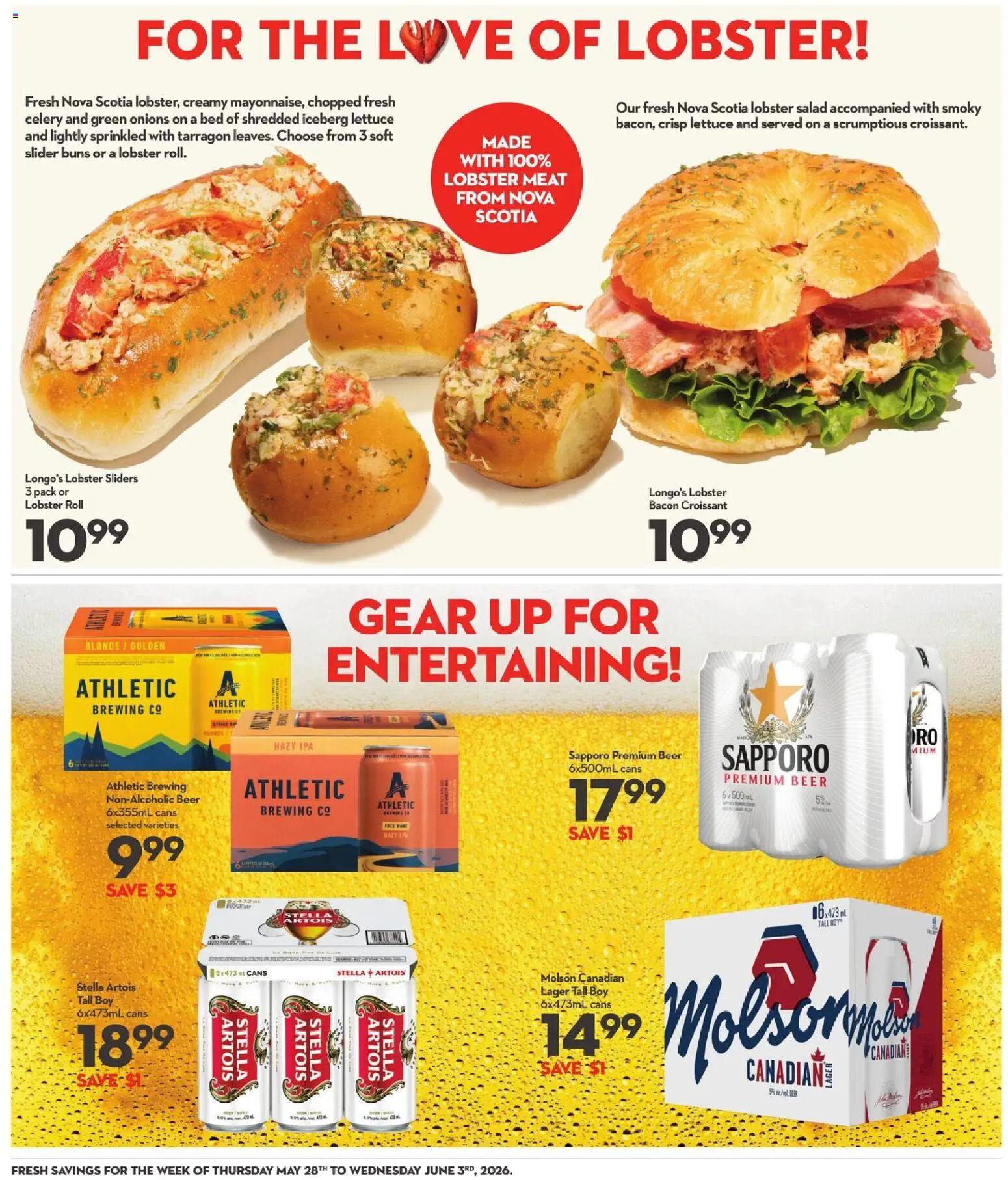 Longo's flyer valid from 28.05.2026 | Page: 15 | Products: Salad, Bed, Beer