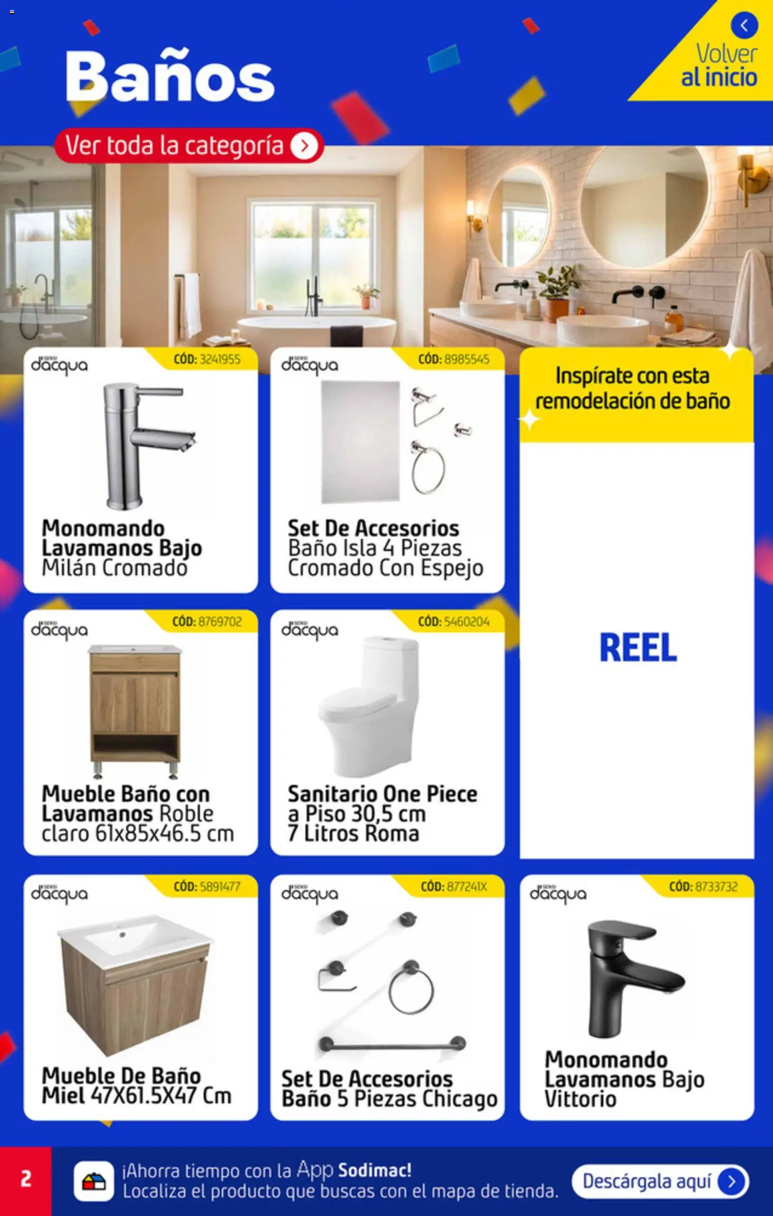 Sodimac catálogo │ válido desde el 09.08.2026 | Página: 2 | Productos: Mueble de baño, Baño, Espejo, Bajo