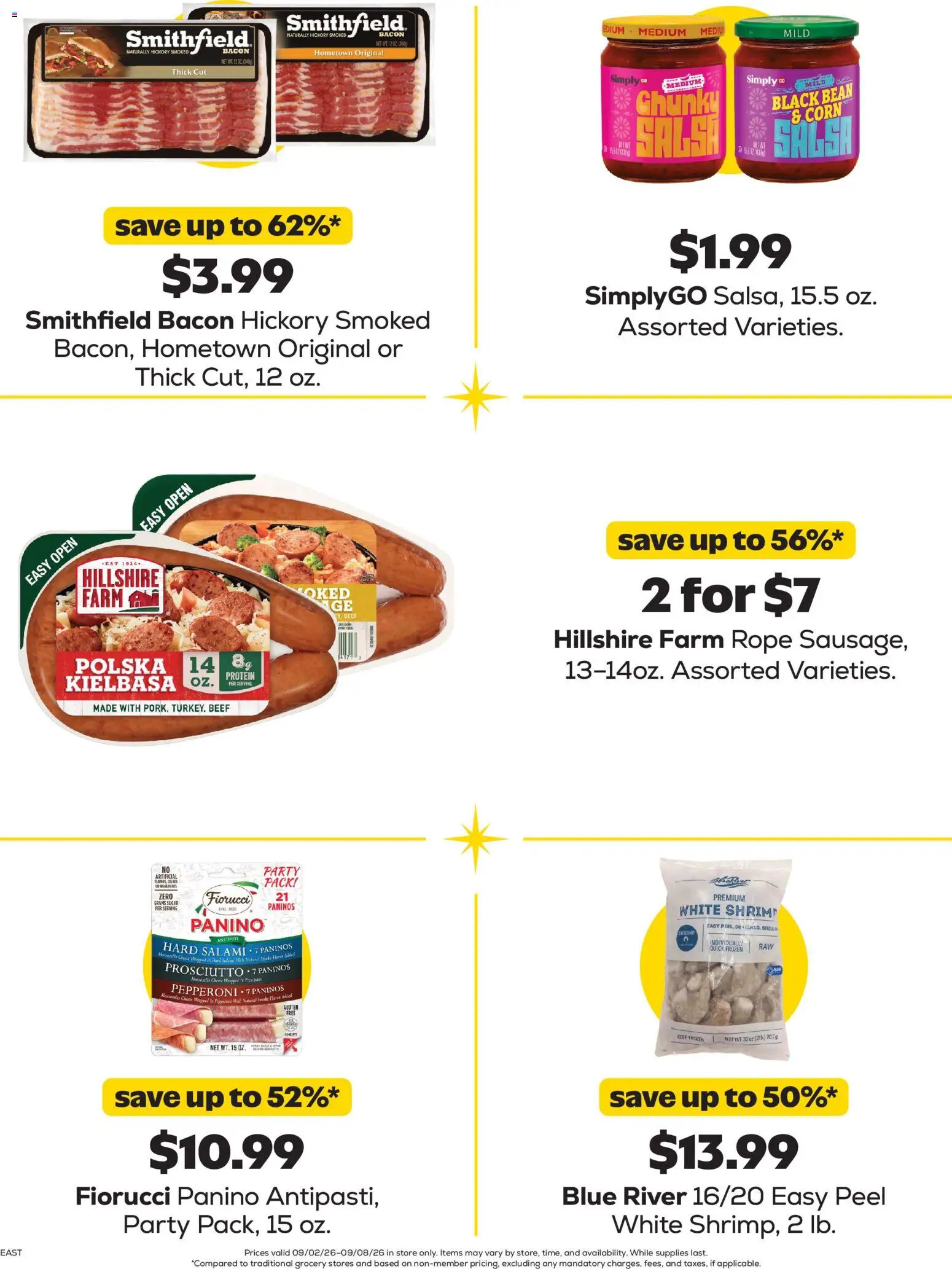 Grocery Outlet Weekly Ad - valid from 09/02/2026 | Page: 5 | Products: Shrimp, Prosciutto, Bacon, Mozzarella