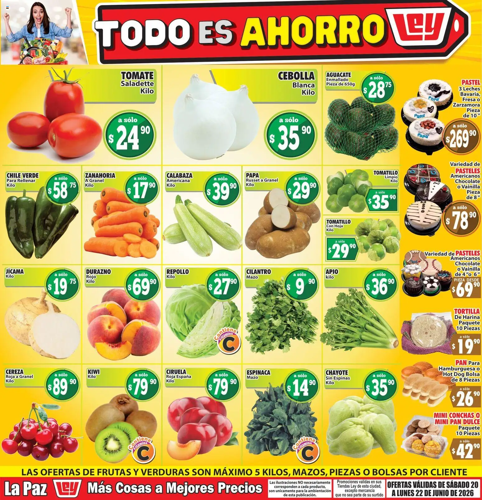Nuevas ofertas de Casa Ley válidas en toda la República Mexicana desde el 20.06.2026. ¡Encuentra las mejores ofertas en Casa Ley folleto Las ofertas de frutas y verdunas La Paz! | Página: 1