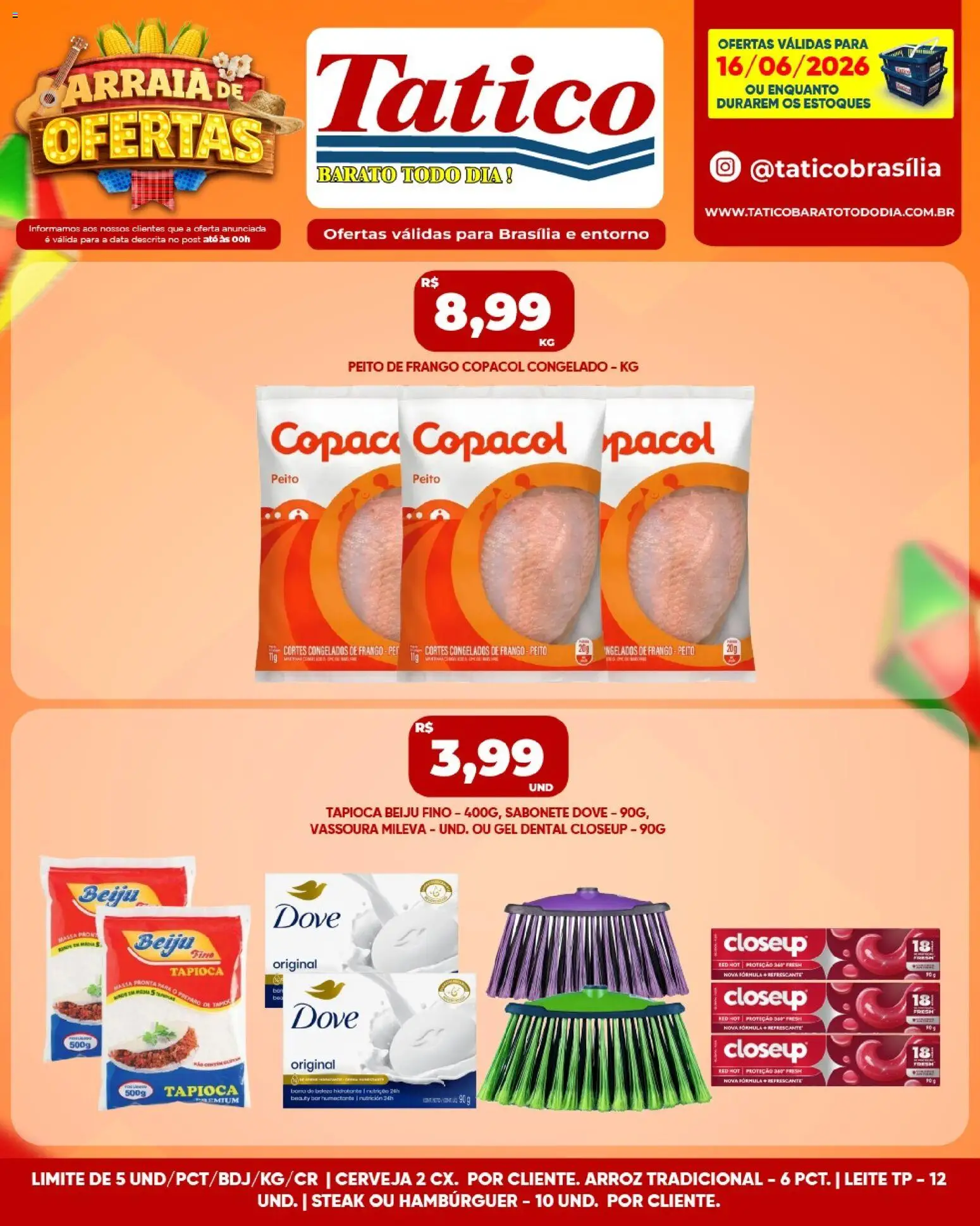 Tatico Folheto - válido de 16.06.2026 | Página: 6 | Produtos: Tapioca, Massa, Hambúrguer, Vassoura