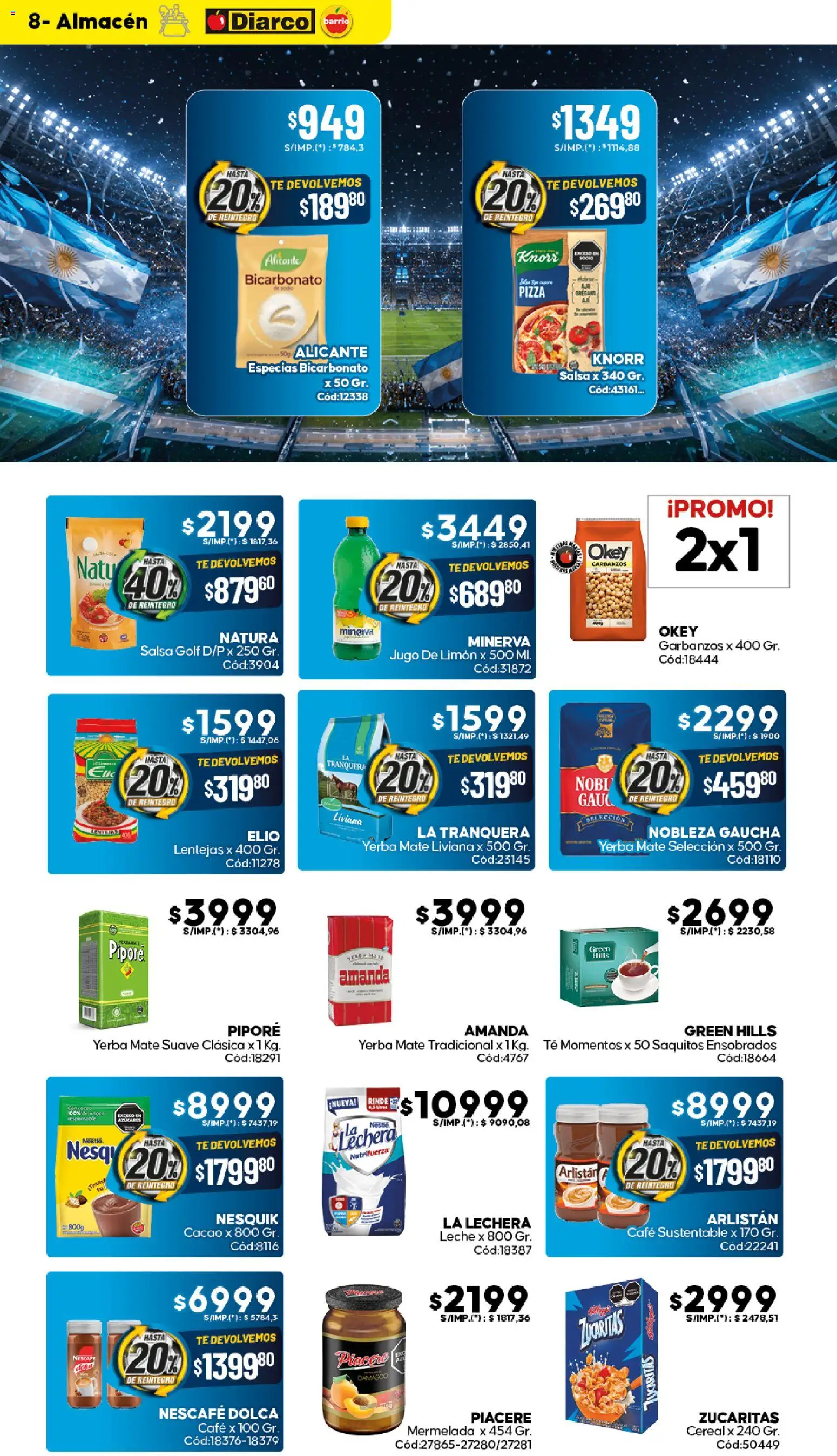 Diarco - Ofertas Diarco Barrio │ válido desde el 08.06.2026 | Página: 8 | Productos: Yerba, Pizza, Té, Cacao