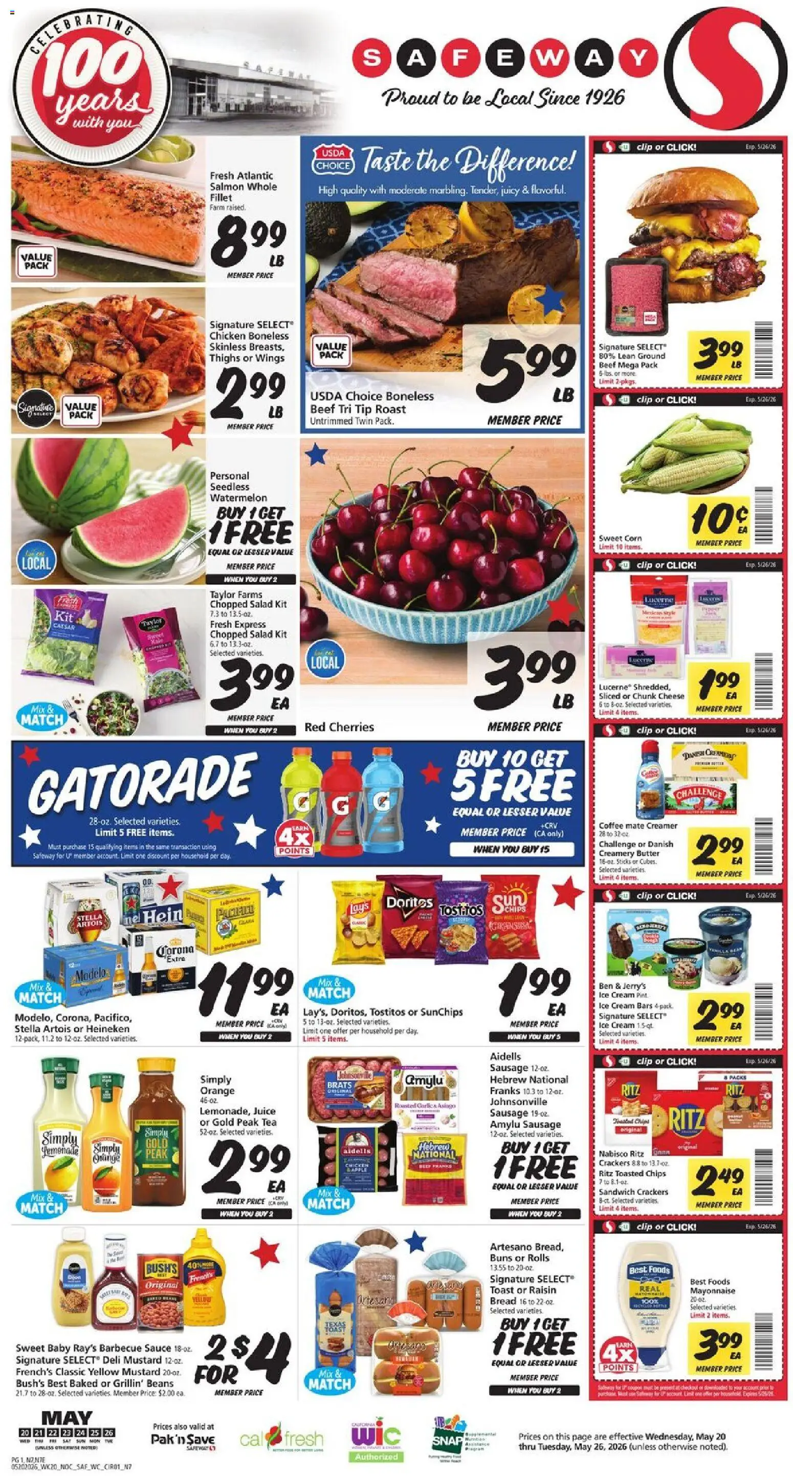 Safeway Weekly Ad - valid from 20.05.2026 | Page: 3 | Products: Corn, Cherries, Bread, Cream