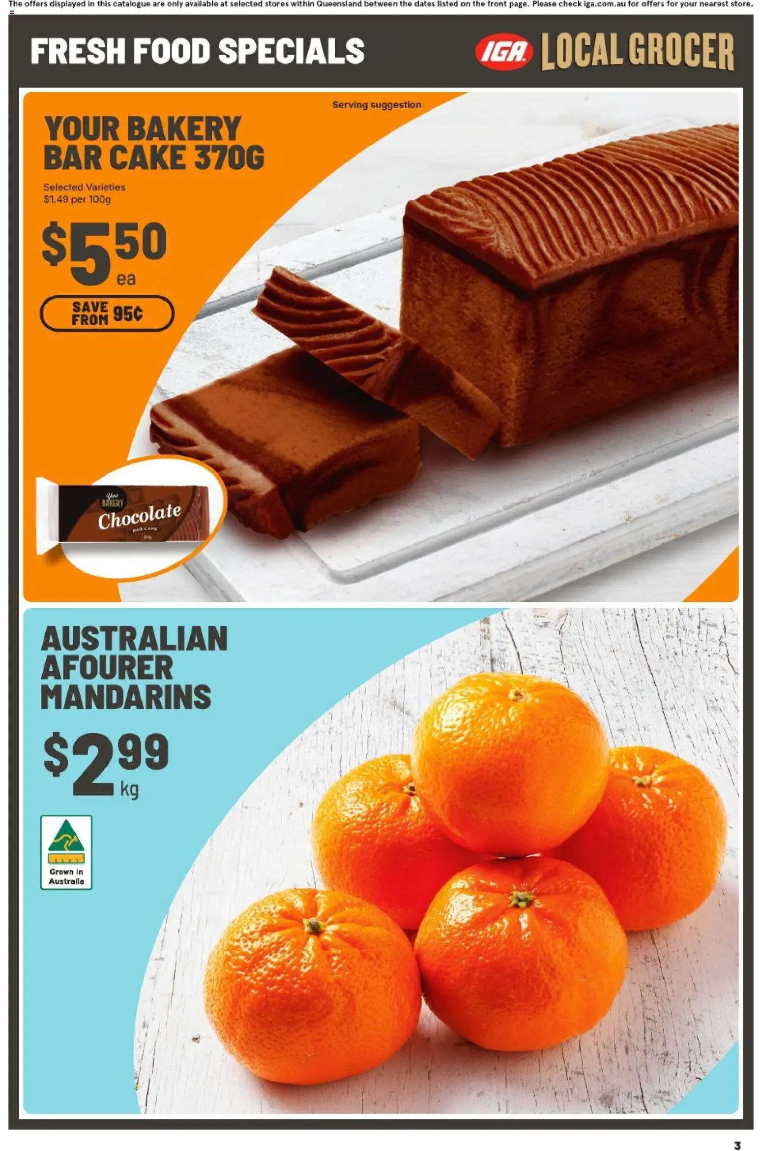 IGA catalogue - valid from 30/09/2026 | Page: 3 | Products: Food, Chocolate, Mandarins, Cake