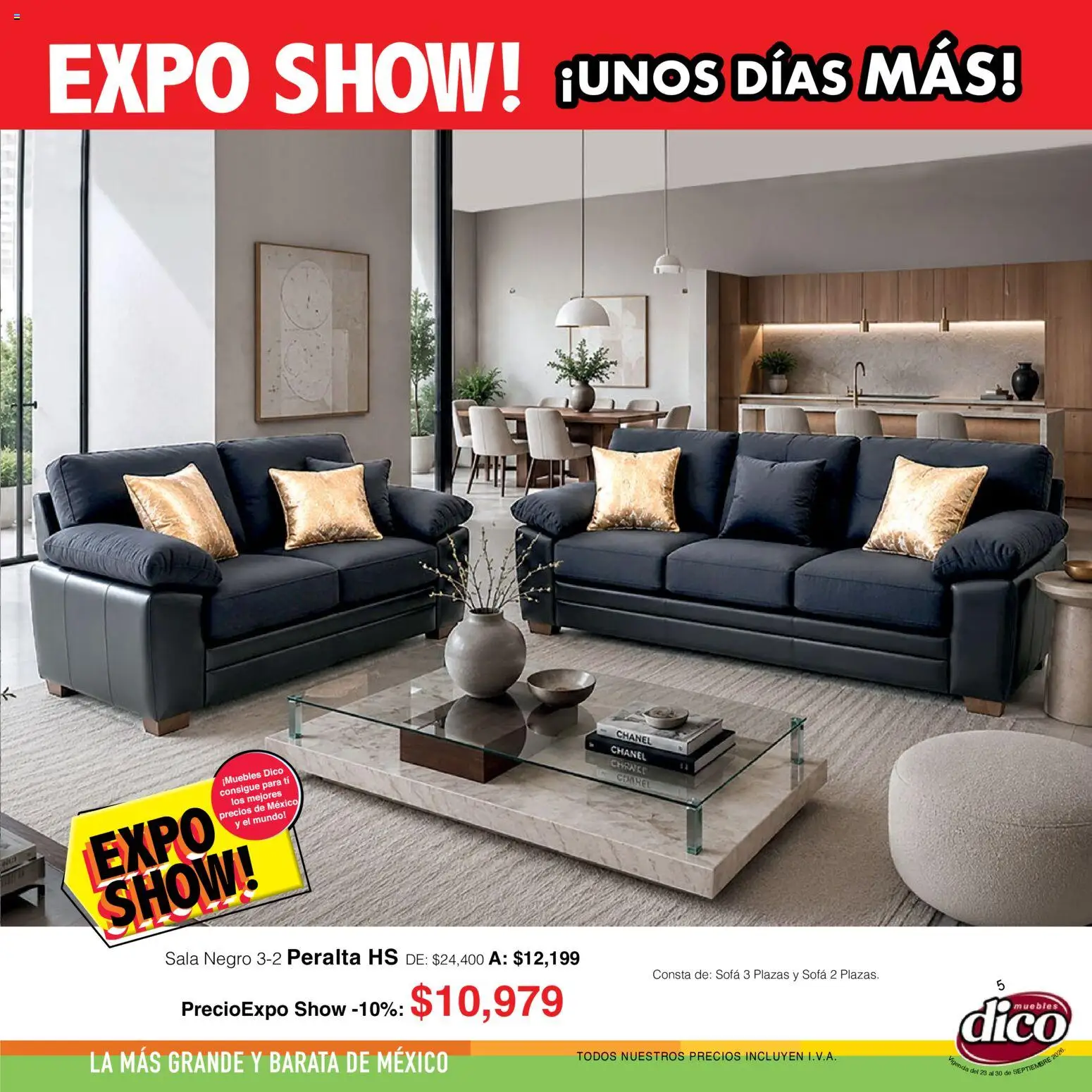 Nuevas ofertas de Muebles Dico válidas en toda la República Mexicana desde el 23/09/2026. ¡Encuentra las mejores ofertas en Muebles Dico catálogo Expo show! | Página: 5 | Productos: Sofá, Sala
