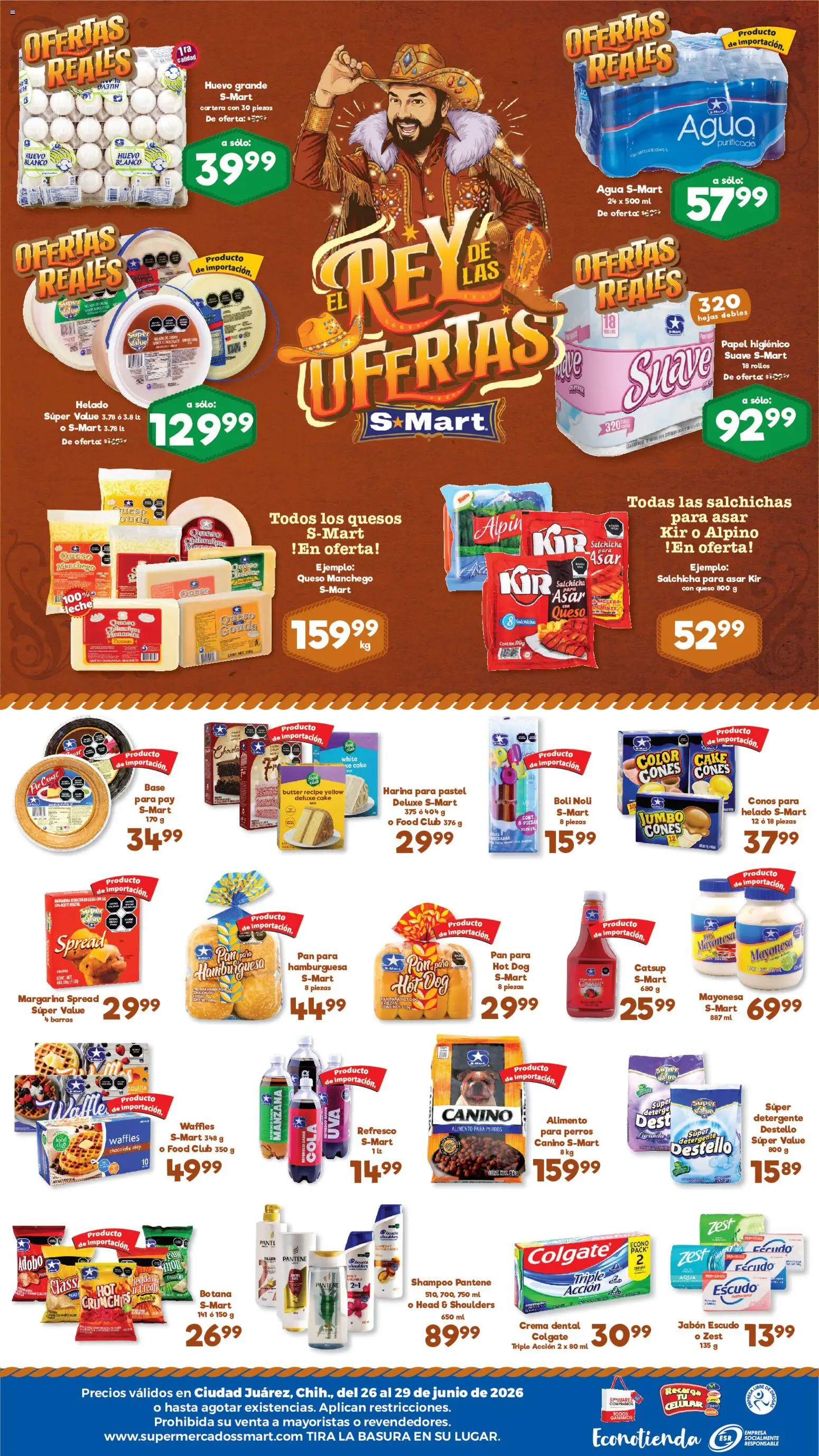 Nuevas ofertas de S-Mart válidas en toda la República Mexicana desde el 26/06/2026. ¡Encuentra las mejores ofertas en S-Mart folleto Juárez! | Página: 2 | Productos: Harina, Refresco, Leche, Jabón