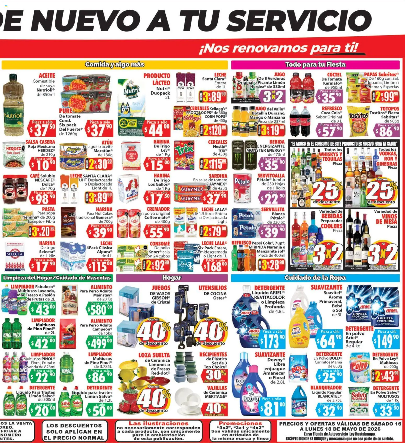 Nuevas ofertas de Casa Ley válidas en toda la República Mexicana desde el 16.05.2026. ¡Encuentra las mejores ofertas en Casa Ley folleto Huatabampo! | Página: 4 | Productos: Detergente, Limón, Leche, Pasta
