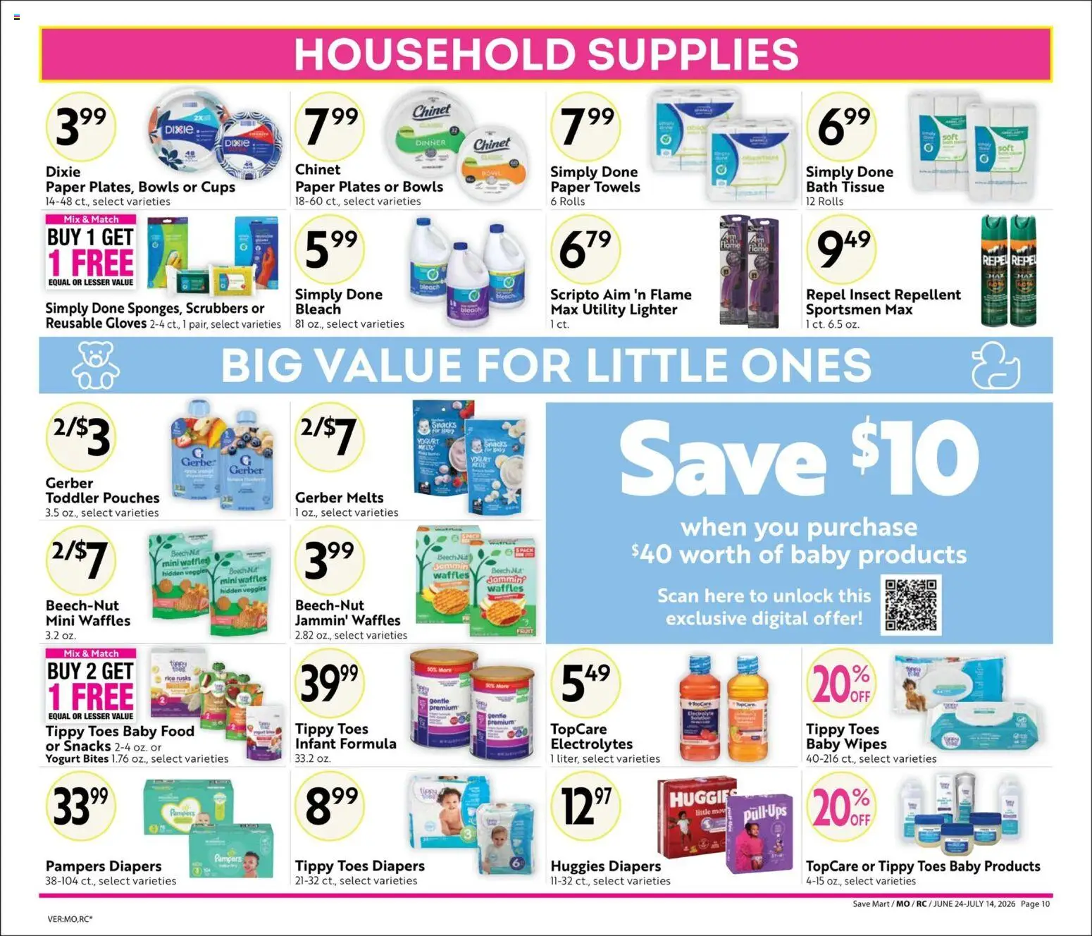 Save Mart Big Book of Savings - valid from 06/24/2026 | Page: 10 | Products: Bath, Rice, Baby food, Gloves