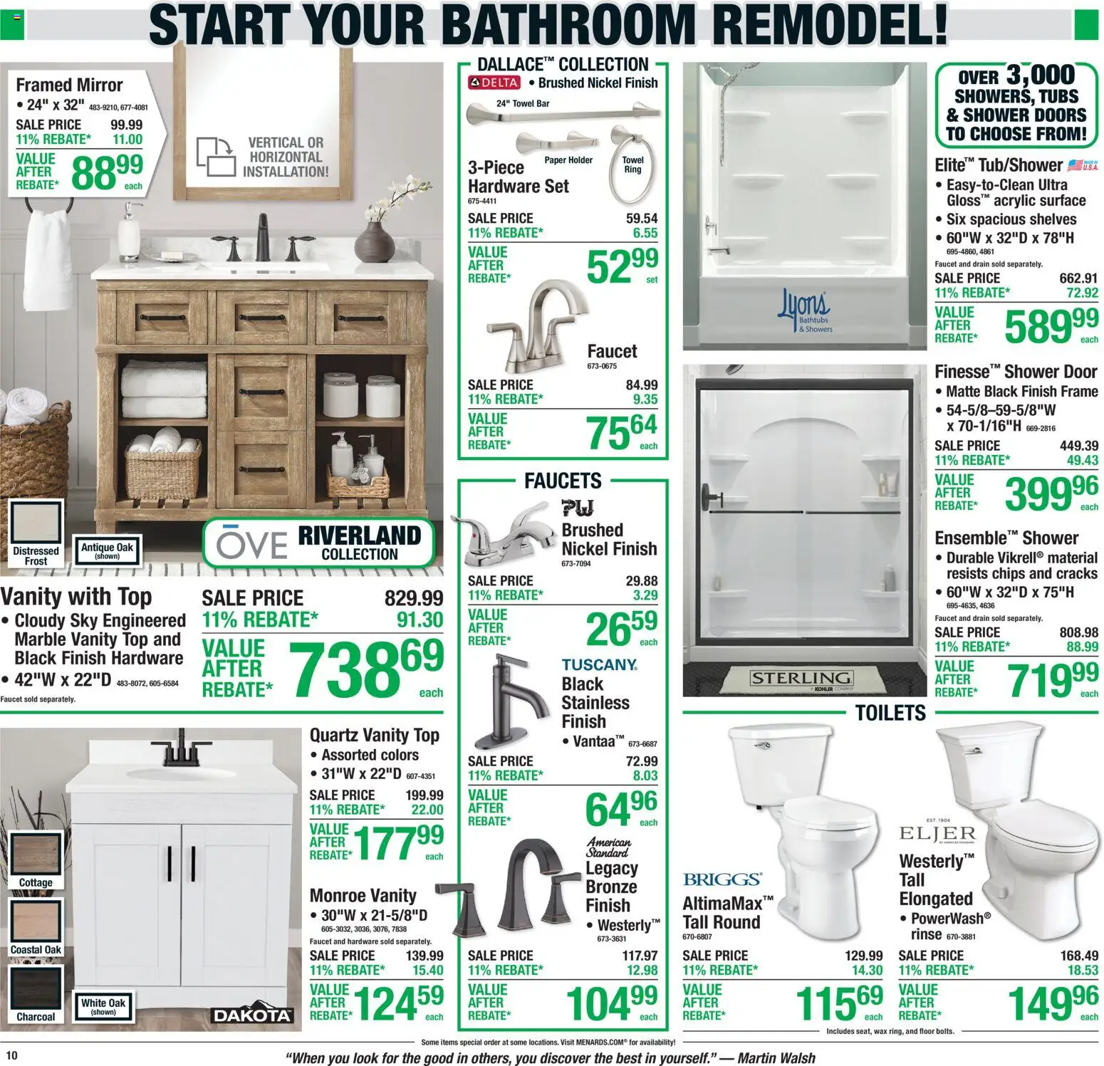 Menards Weekly Ad - valid from 18.06.2026 | Page: 15 | Products: Shower, Ring, Acrylic, Shower Door