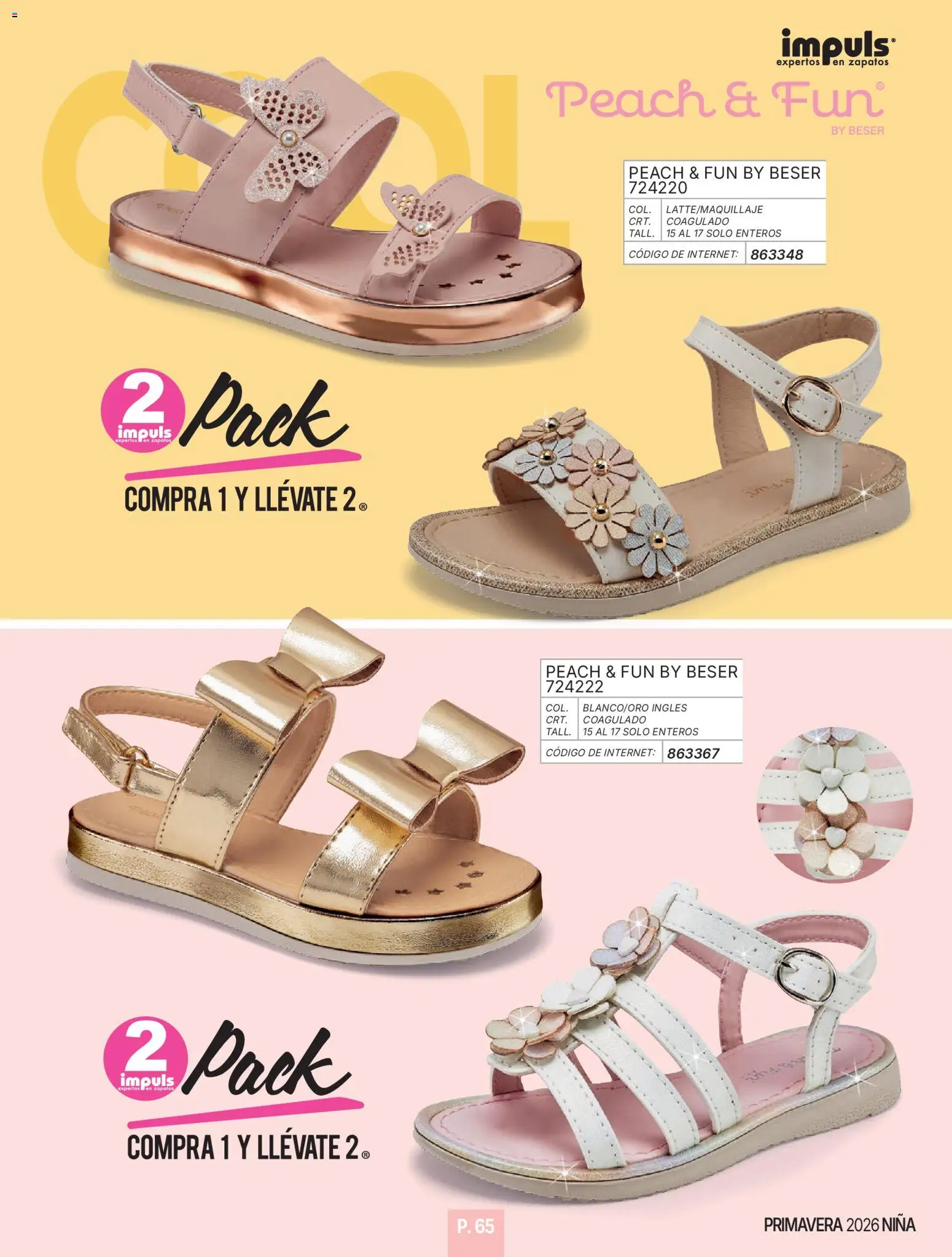 Nuevas ofertas de Impuls válidas en toda la República Mexicana desde el 01/01/2026. ¡Encuentra las mejores ofertas en Impuls catálogo Niña! | Página: 67 | Productos: Zapatos