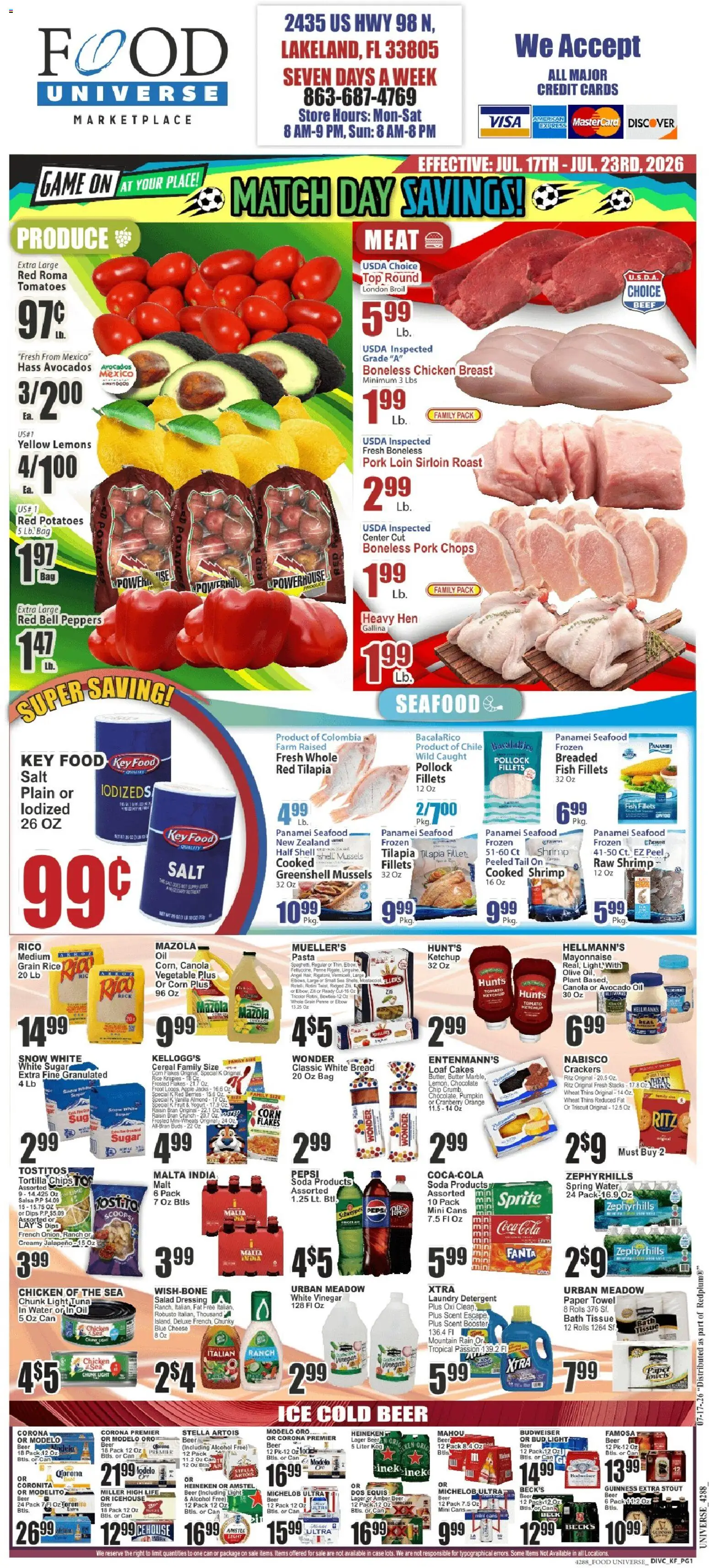 Food Universe Weekly Ad - valid from 07/17/2026 | Page: 1 | Products: Yogurt, Flakes, Salt, Pumpkin