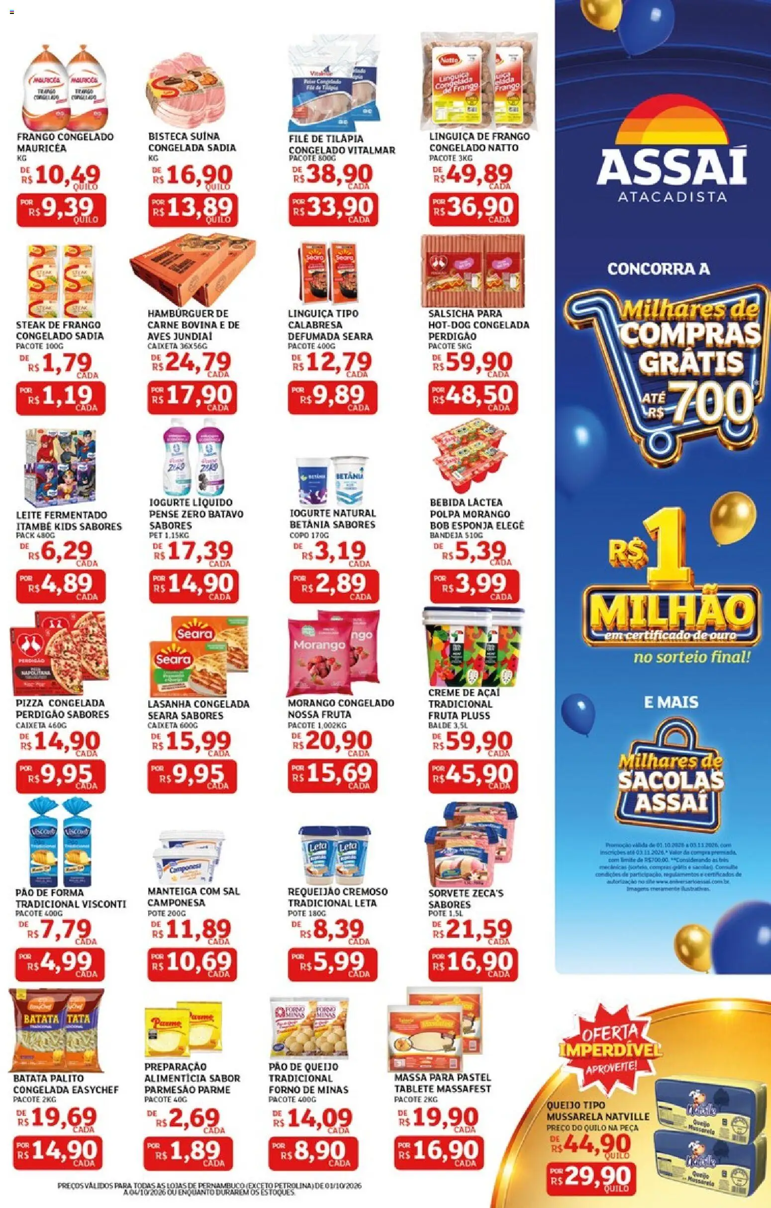 Assaí Atacadista Folheto - válido de 01/10/2026 | Página: 3 | Produtos: Forno, Leite, Pão de forma, Pão de queijo