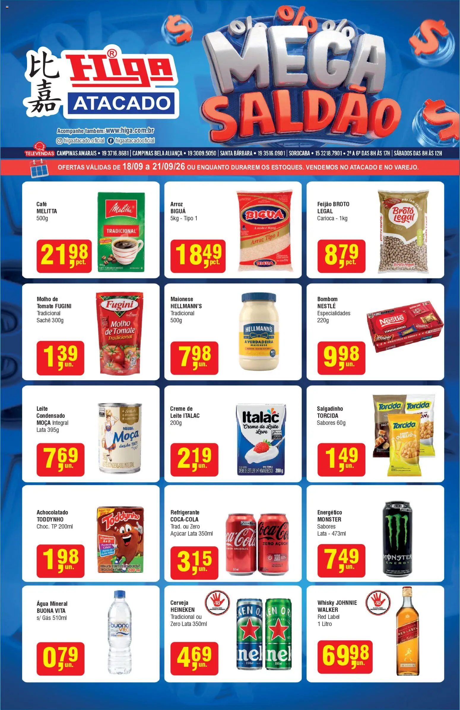 Higa Atacado Folheto - válido de 18/09/2026 | Página: 1 | Produtos: Leite, Arroz, Heineken, Maionese