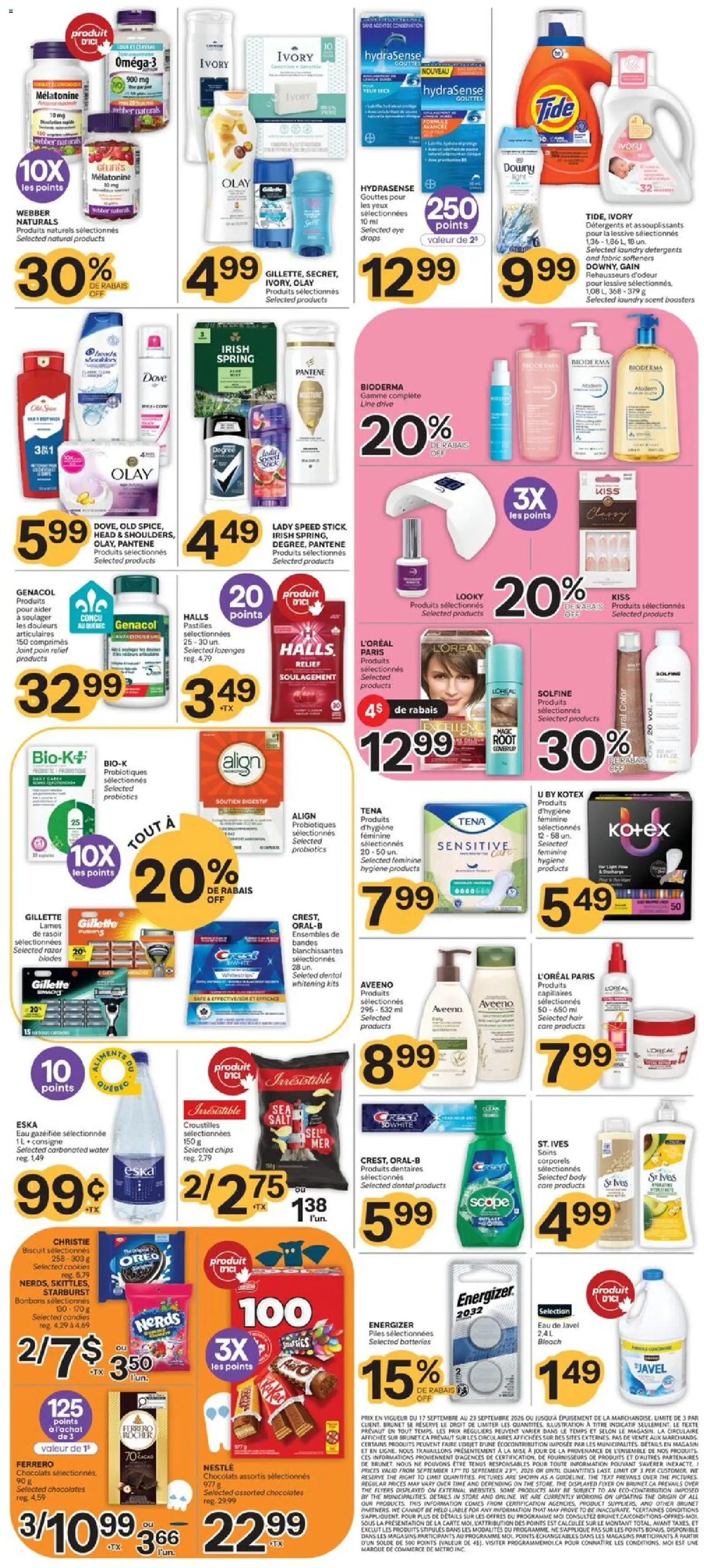 Brunet flyer valid from Sep 17, 2026 | Page: 2 | Products: Candies, Chips, Probiotics, Salt