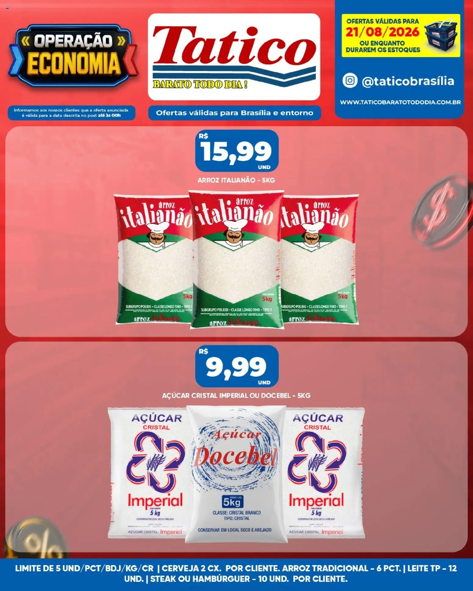 Tatico Folheto - válido de 21/08/2026 | Página: 7 | Produtos: Steak, Cerveja, Arroz, Açúcar cristal