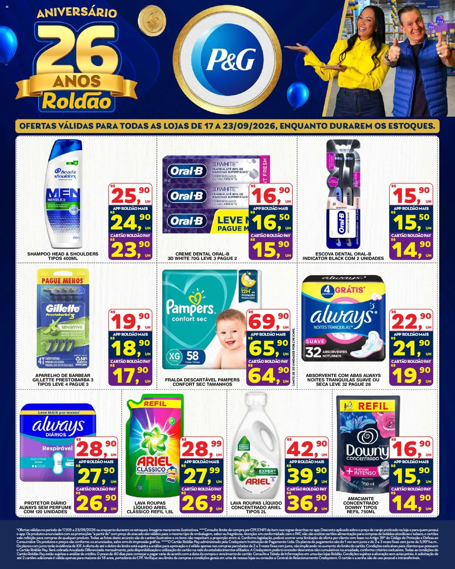 Roldão Folheto - válido de 17/09/2026 | Página: 6 | Produtos: Pampers, Head & Shoulders, Roupas, Aparelho de barbear