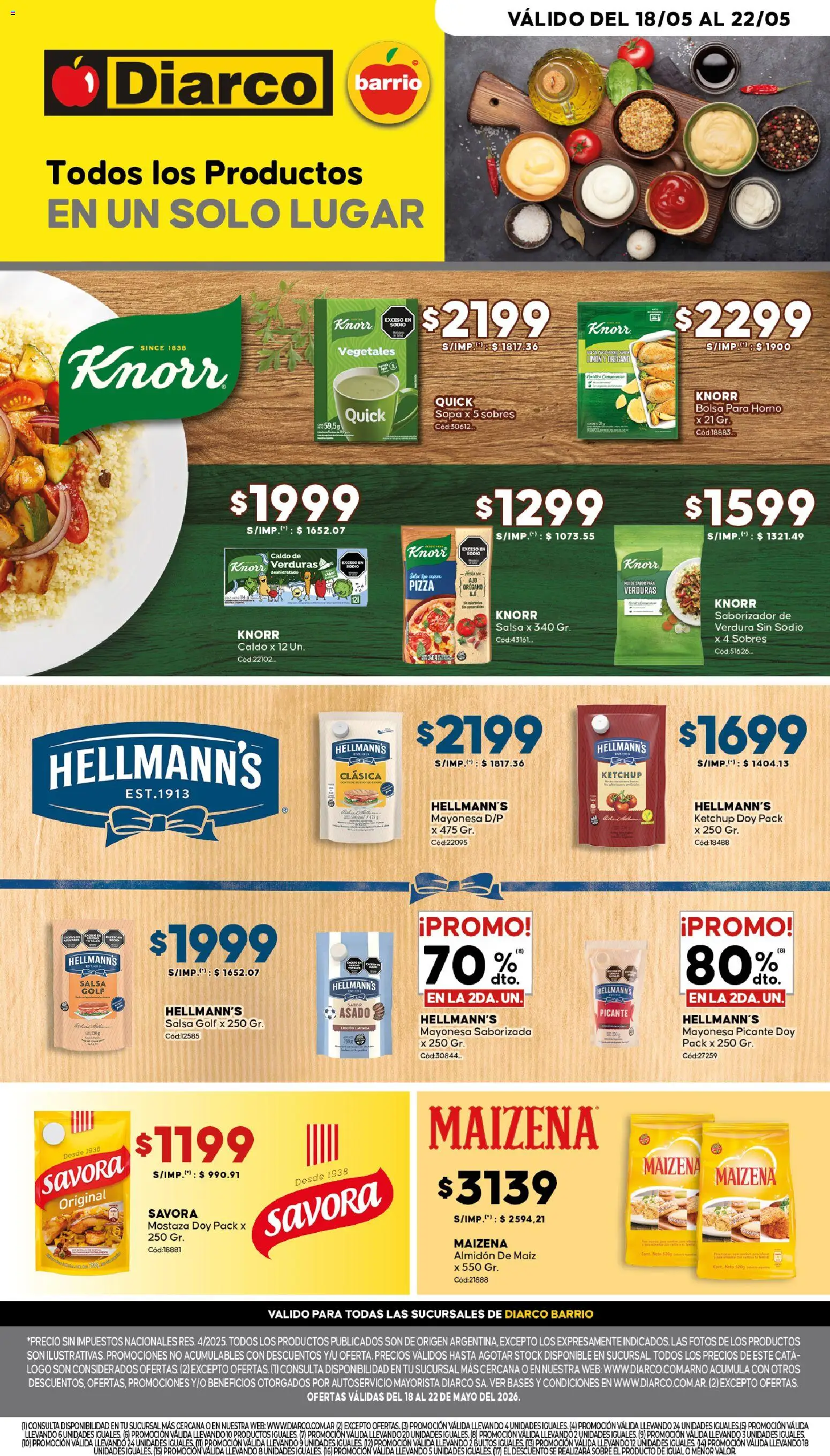 Diarco - Especial Unilever │ válido desde el 18.05.2026 | Página: 1 | Productos: Ketchup, Sopa, Pizza, Orégano