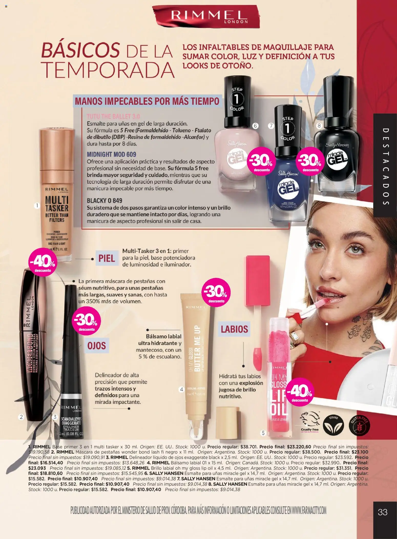 Farmacity catálogo │ válido desde el 30.04.2026 | Página: 33 | Productos: Maquillaje, Delineador, Brillo, Bálsamo