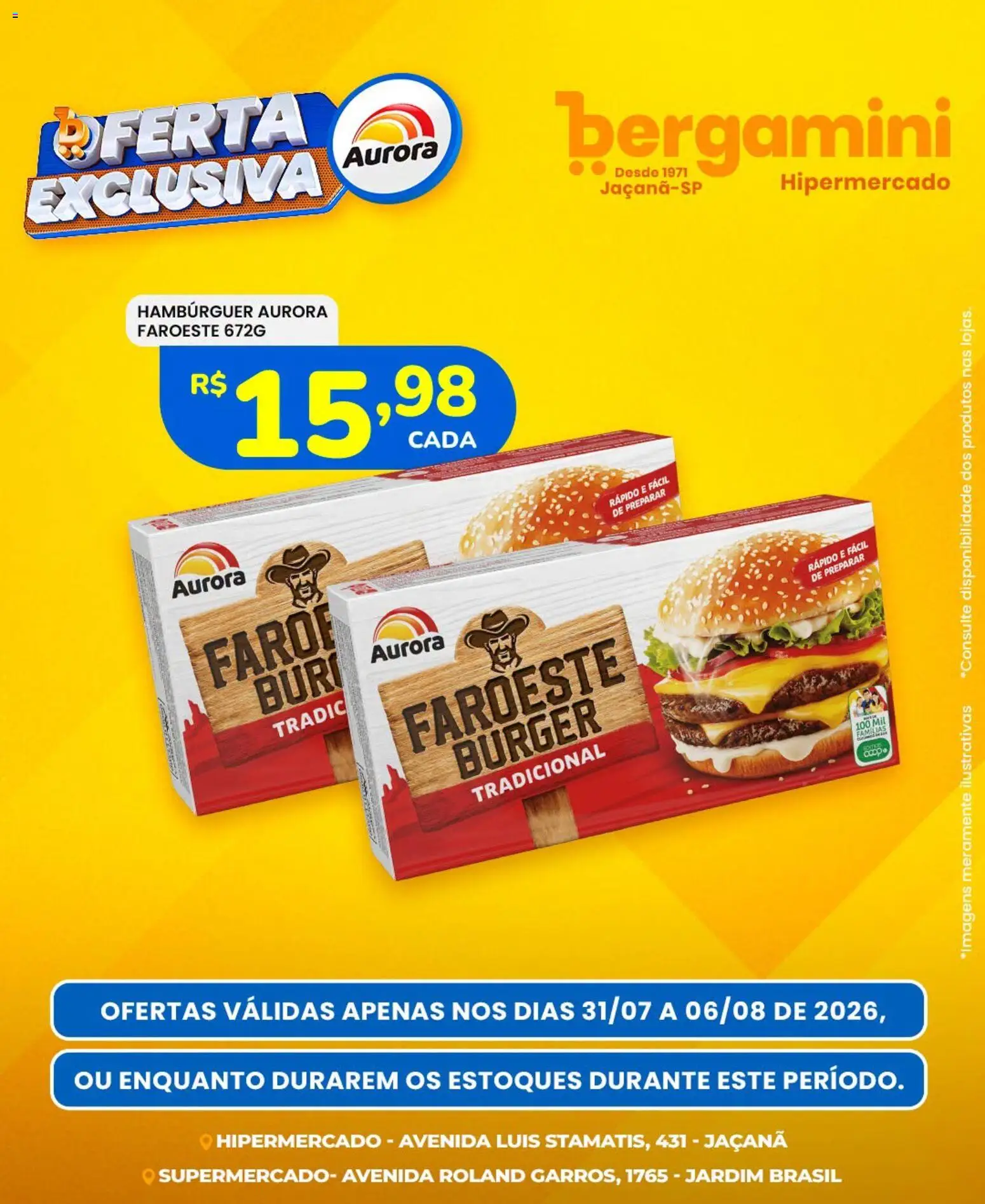 Supermercado Bergamini Folheto - válido de 31/07/2026 | Página: 6 | Produtos: Hambúrguer
