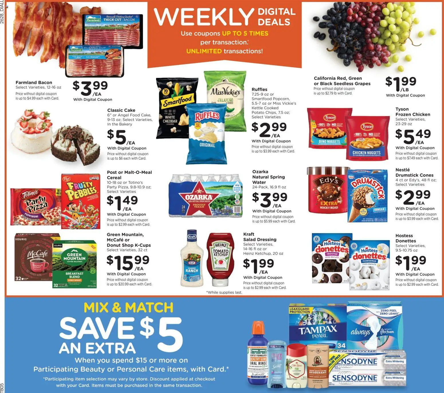 Dillons Weekly Ad - valid from 08/12/2026 | Page: 3 | Products: Coffee, Bacon, Dressing, Grapes