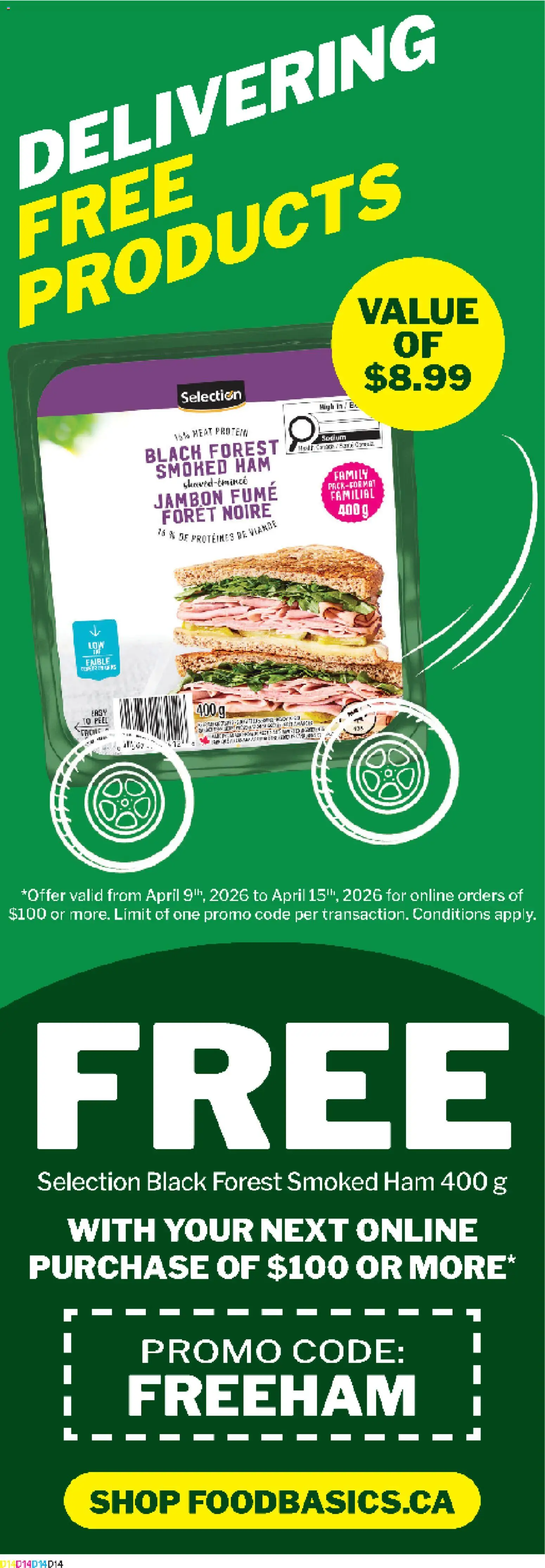 Food Basics flyer valid from 09.04.2026 | Page: 14 | Products: Ham