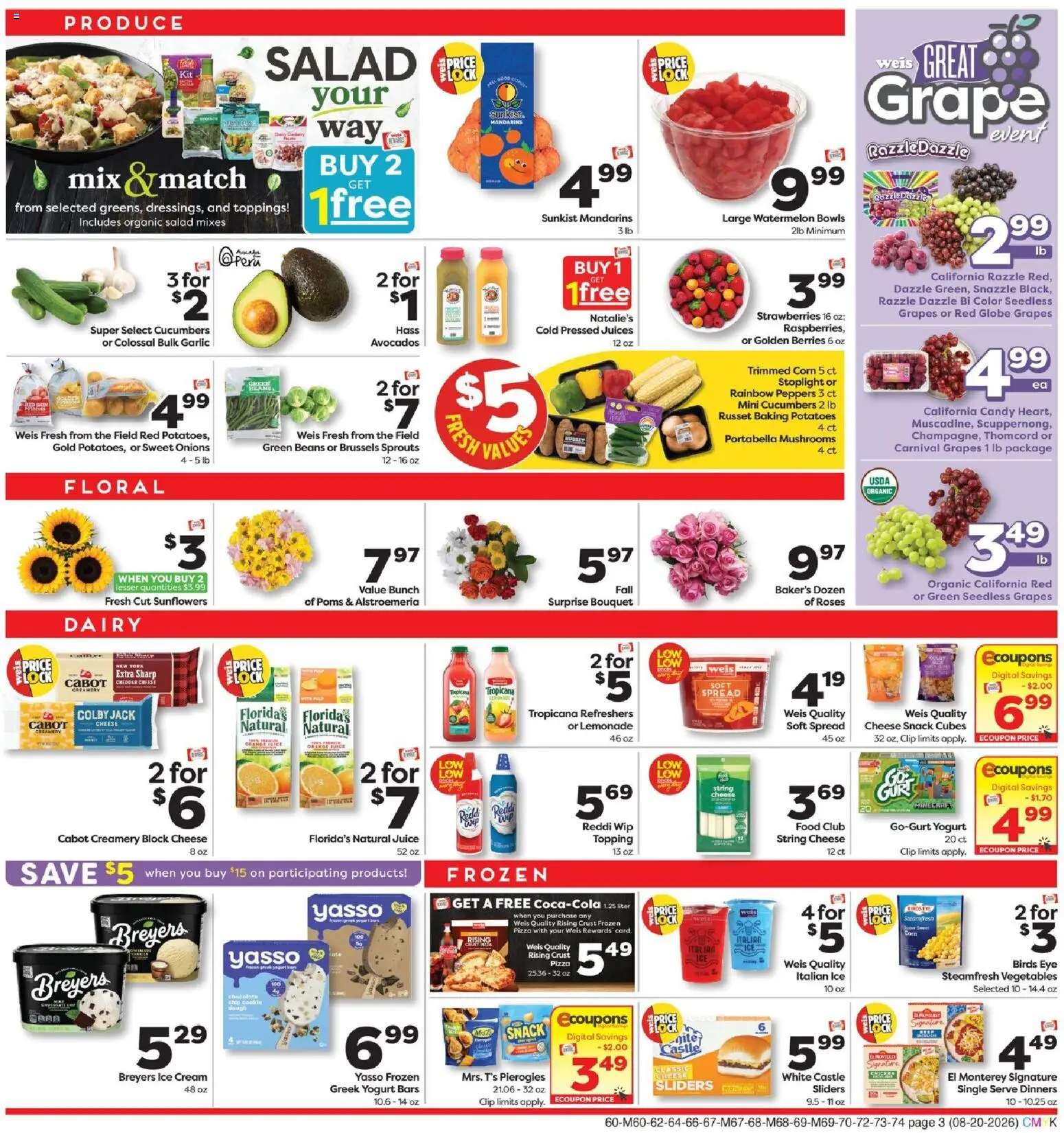 Weis Weekly Circular - PA - valid from 08/20/2026 | Page: 3 | Products: Mandarins, Clip, Vegetables, Watermelon
