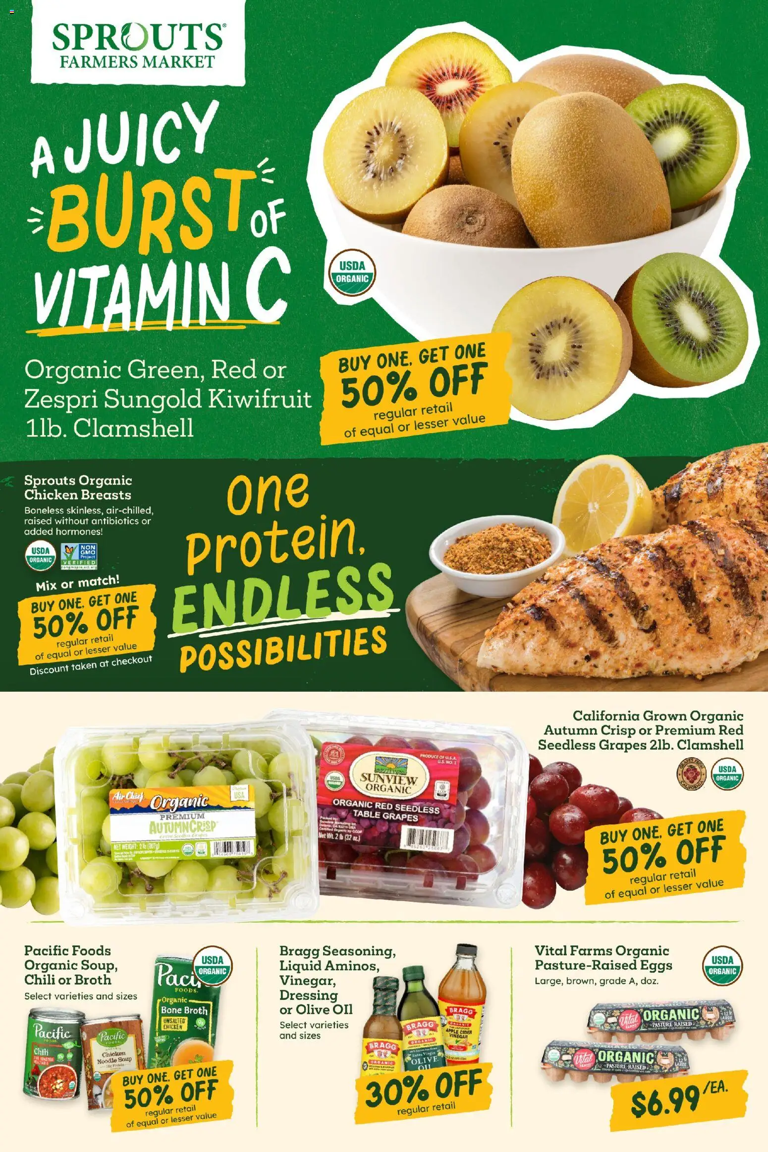 Sprouts Weekly Ad - valid from 09/30/2026 | Page: 2 | Products: Vinegar, Cider, Olive oil, Protein