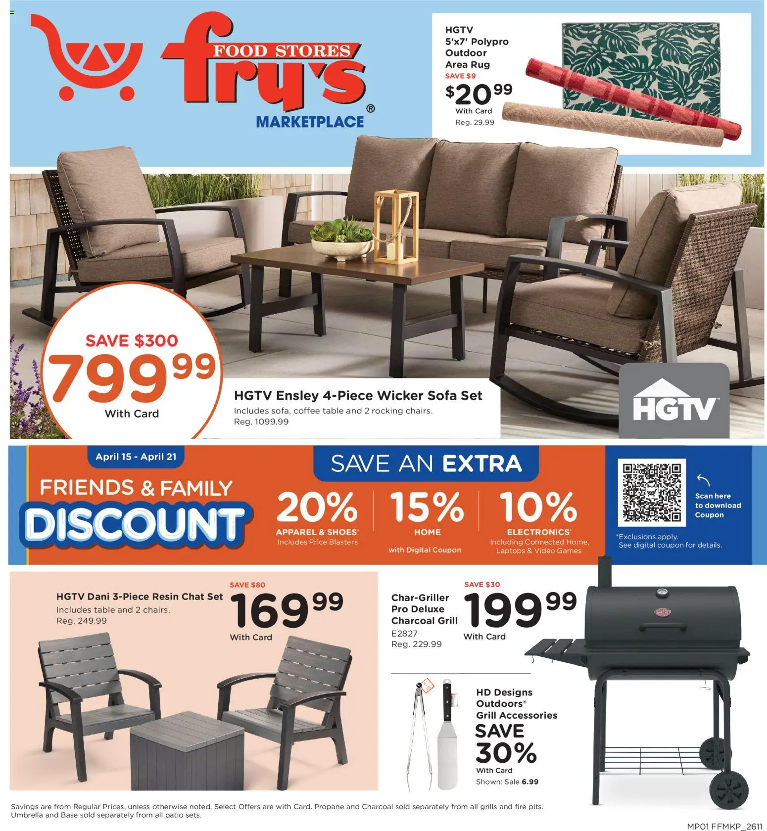Fry's Food Home & Apparel - valid from 15.04.2026 | Page: 1 | Products: Coffee table, Coffee, Video, Grill