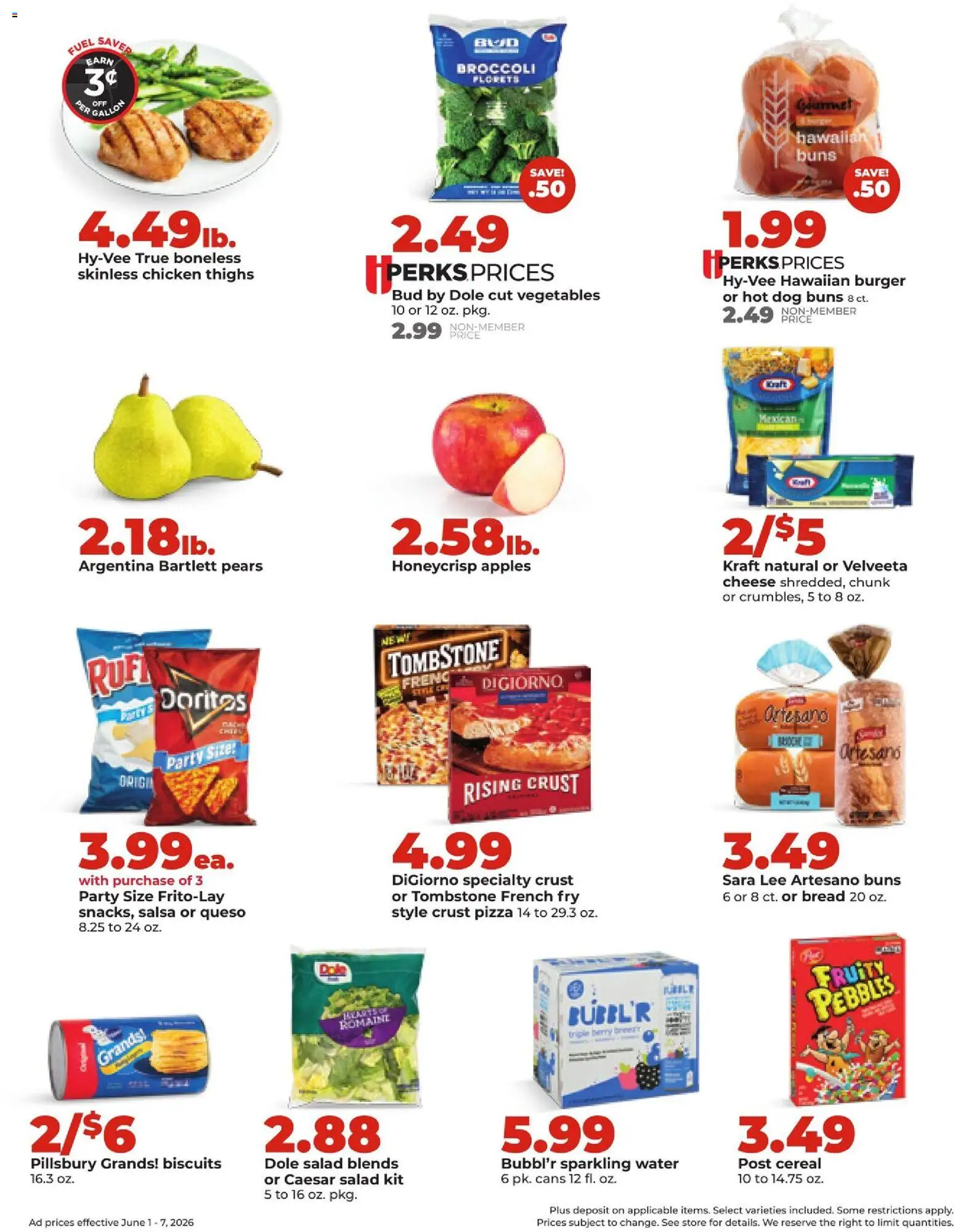 HyVee Weekly Ad - valid from 01.06.2026 | Page: 2 | Products: Broccoli, Pizza, Apples, Vegetables