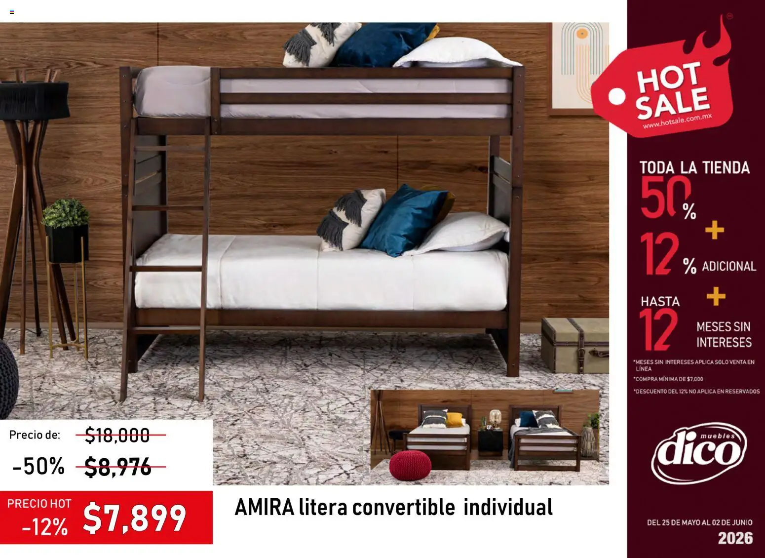 Nuevas ofertas de Muebles Dico válidas en toda la República Mexicana desde el 25.05.2026. ¡Encuentra las mejores ofertas en Muebles Dico Hot Sale! | Página: 28 | Productos: Litera