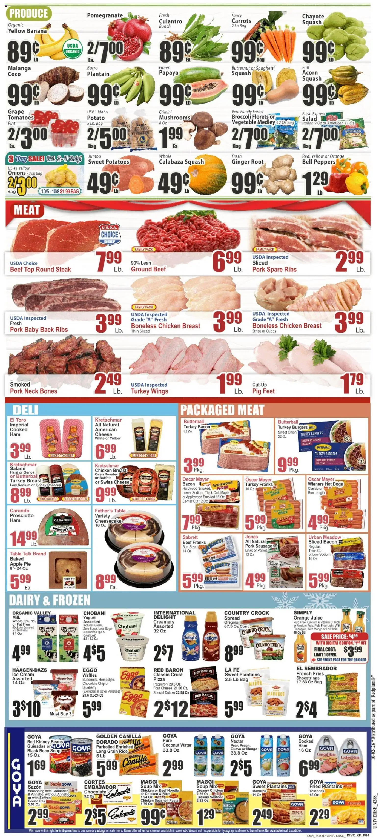 Food Universe Weekly Ad - valid from 10/02/2026 | Page: 4 | Products: Mushrooms, Honey, Prosciutto, Carrots