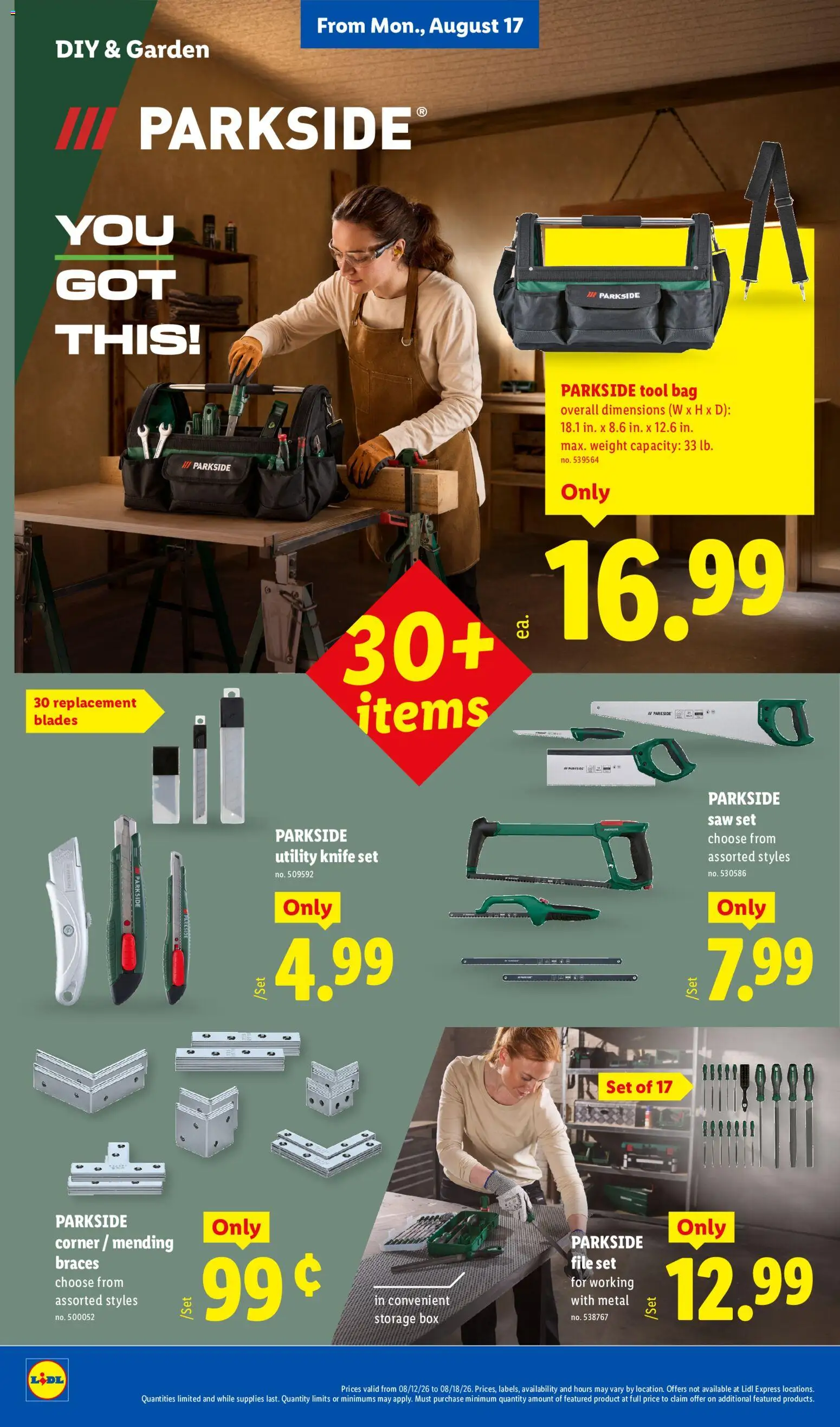 Lidl Weekly Ad - valid from 08/12/2026 | Page: 32 | Products: Utility Knife, Saw, Box, Storage box