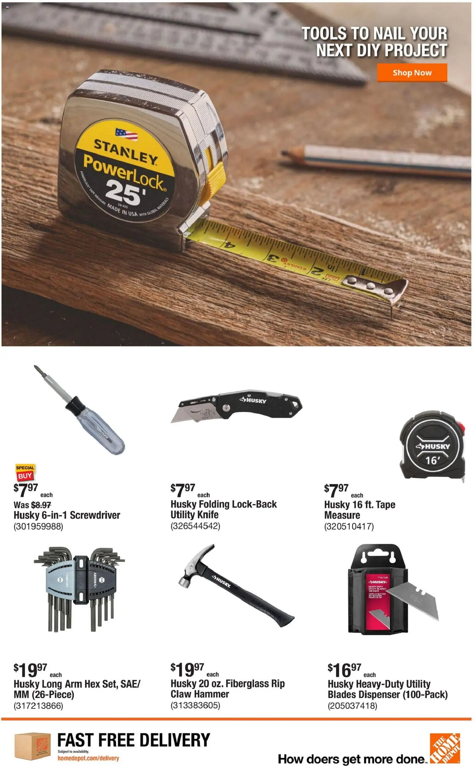 Home Depot Weekly Ad - valid from 09/10/2026 | Page: 9 | Products: Utility Knife, Screwdriver, Nail, Hammer