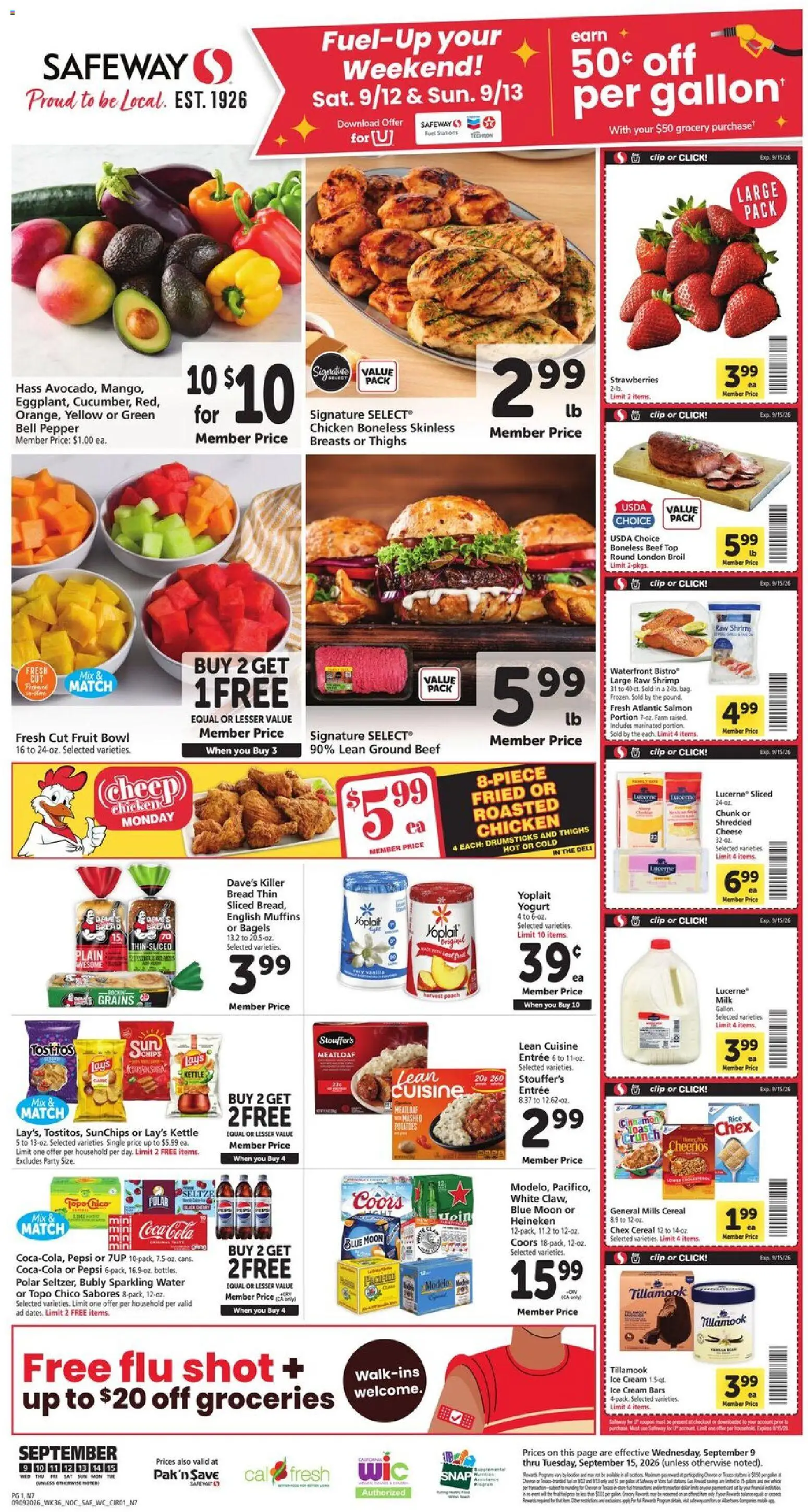 Safeway Weekly Ad - valid from 09/09/2026 | Page: 1 | Products: Groceries, Cream, Cereal, Bag