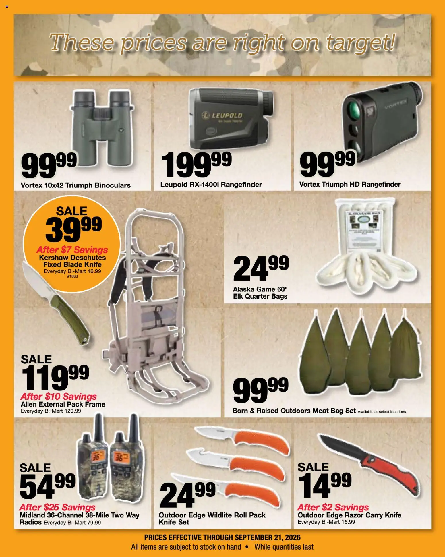 Bi-Mart Big Game Hunting Flyer - valid from 09/08/2026 | Page: 3 | Products: Meat, Rangefinder, Game, Bag