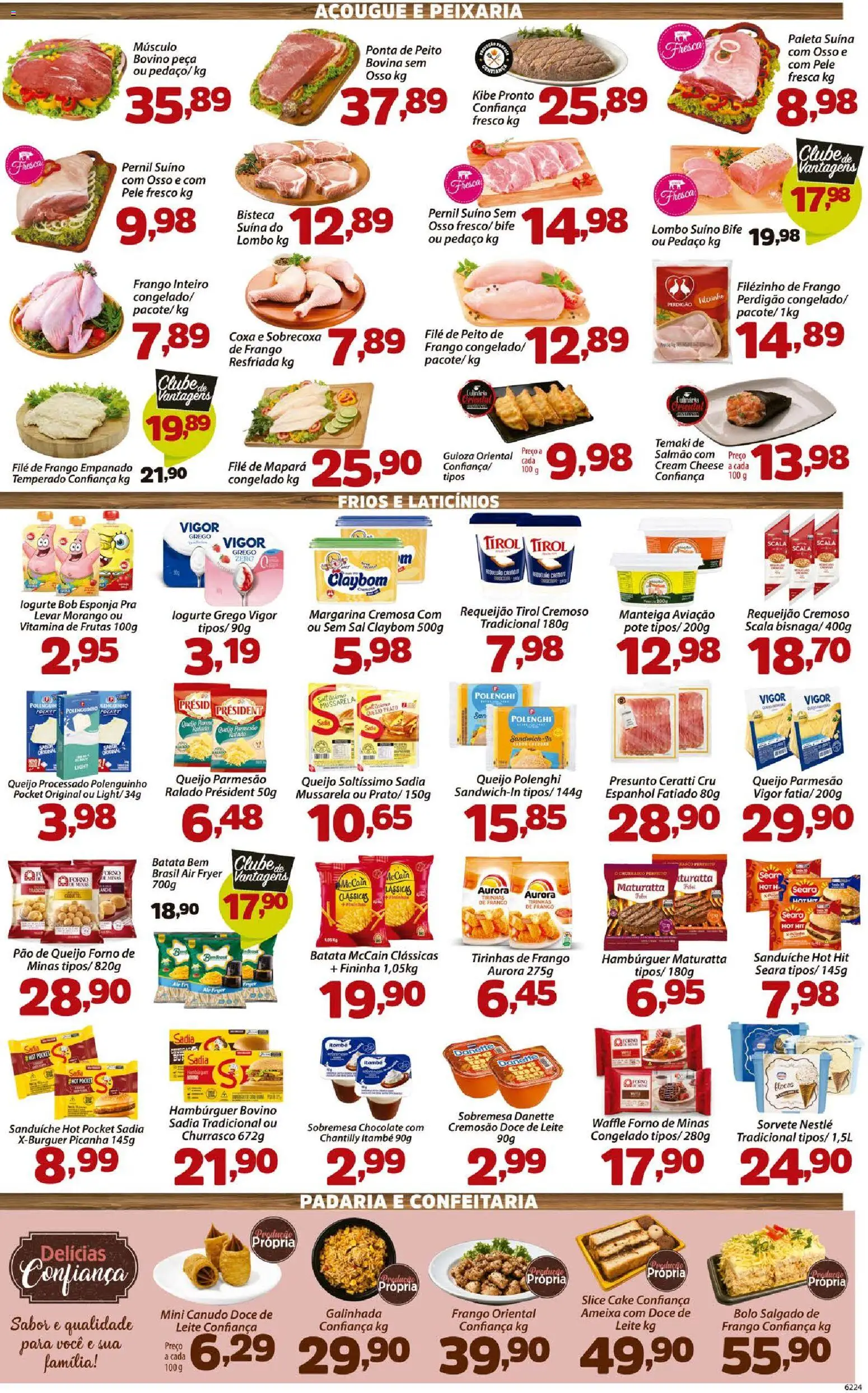 Confiança Folheto - válido de 18/08/2026 | Página: 3 | Produtos: Sanduíche, Cream cheese, Queijo processado, Pão de queijo