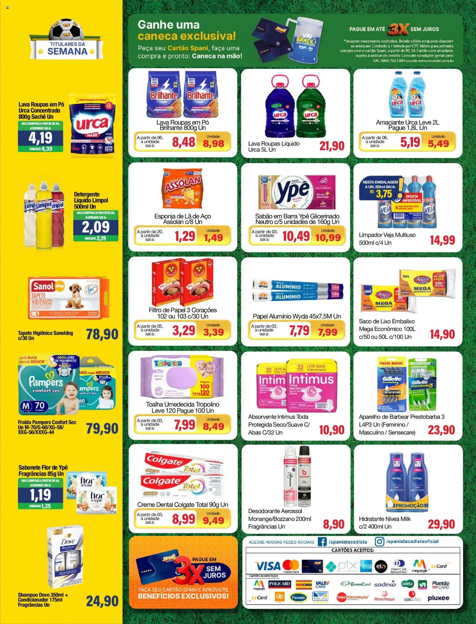 Spani Atacadista Folheto - válido de 14/07/2026 | Página: 4 | Produtos: Shampoo, Fralda pampers, Faca, Sabonete