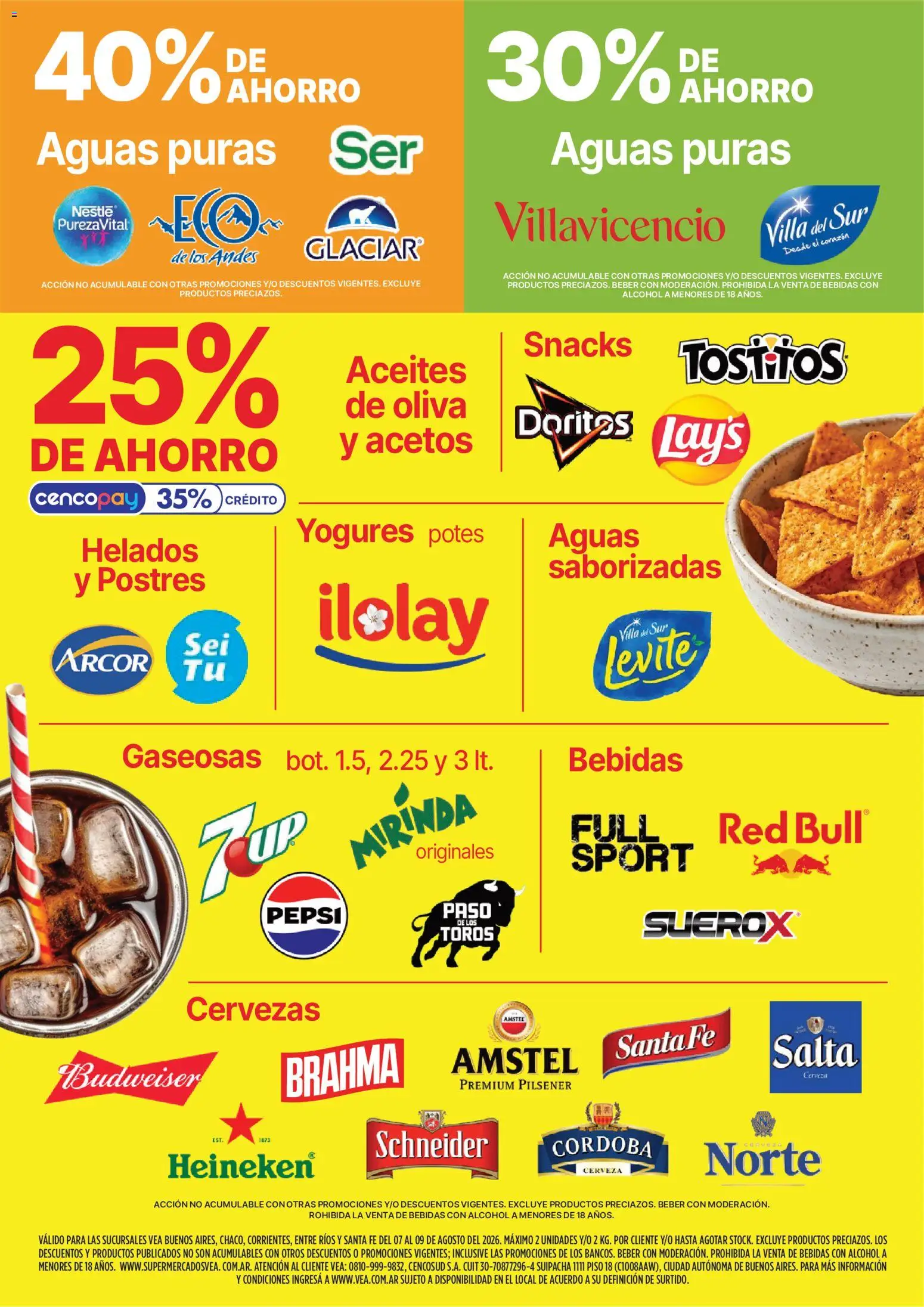 Vea - Fin de semana de ahorro BA Nea │ válido desde el 07/08/2026 | Página: 3 | Productos: Bebidas, Oliva, Cerveza, Snacks