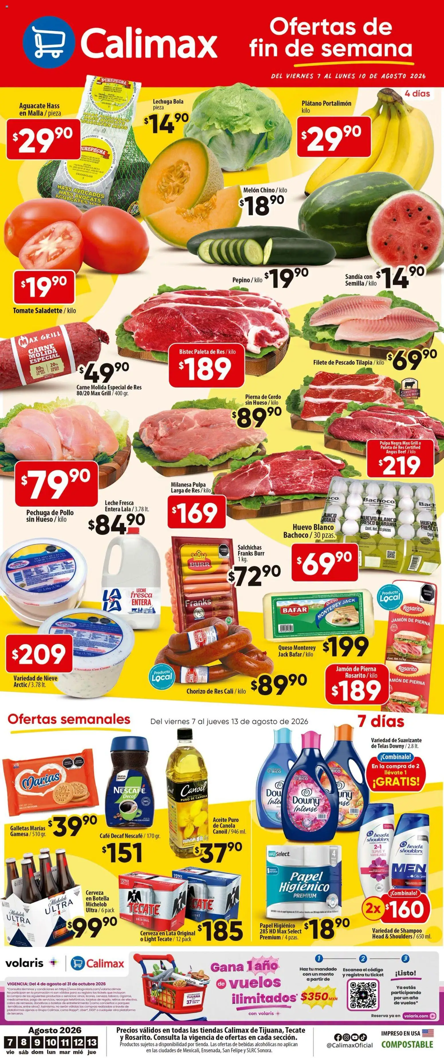 Nuevas ofertas de Calimax válidas en toda la República Mexicana desde el 07/08/2026. ¡Encuentra las mejores ofertas en Calimax folleto Tecate! | Página: 1 | Productos: Milanesa, Tomate, Chocolate, Malla