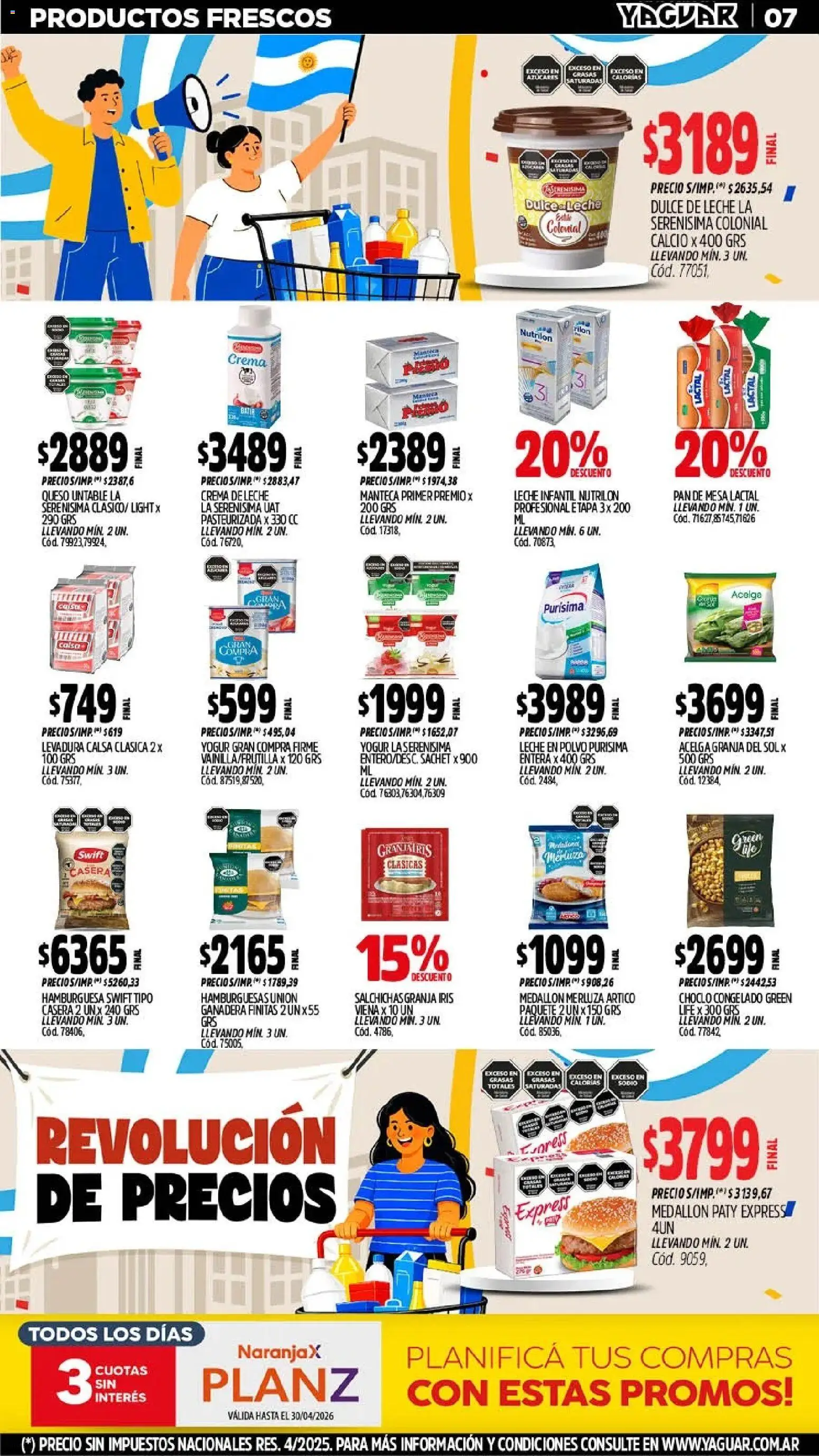 Yaguar - Oferta Semanal Misiones │ válido desde el 25.05.2026 | Página: 7 | Productos: Mesa, Polvo, Dulce de leche, Queso