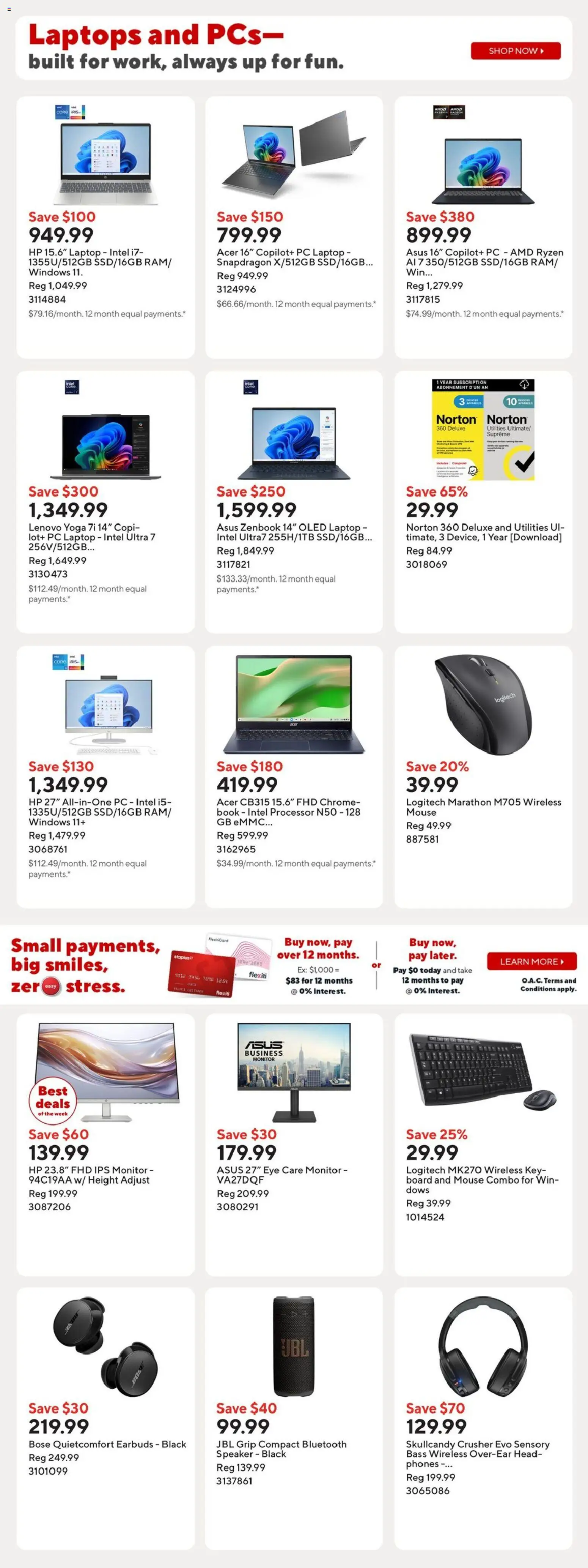 Staples flyer valid from 01.05.2026 | Page: 4 | Products: Monitor, PC, Mouse, Speaker