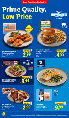 Preview of Lidl weekly ads valid from 09/02/2026 | Page: 4 | Products: Fish, Beef, Ground beef, Steak