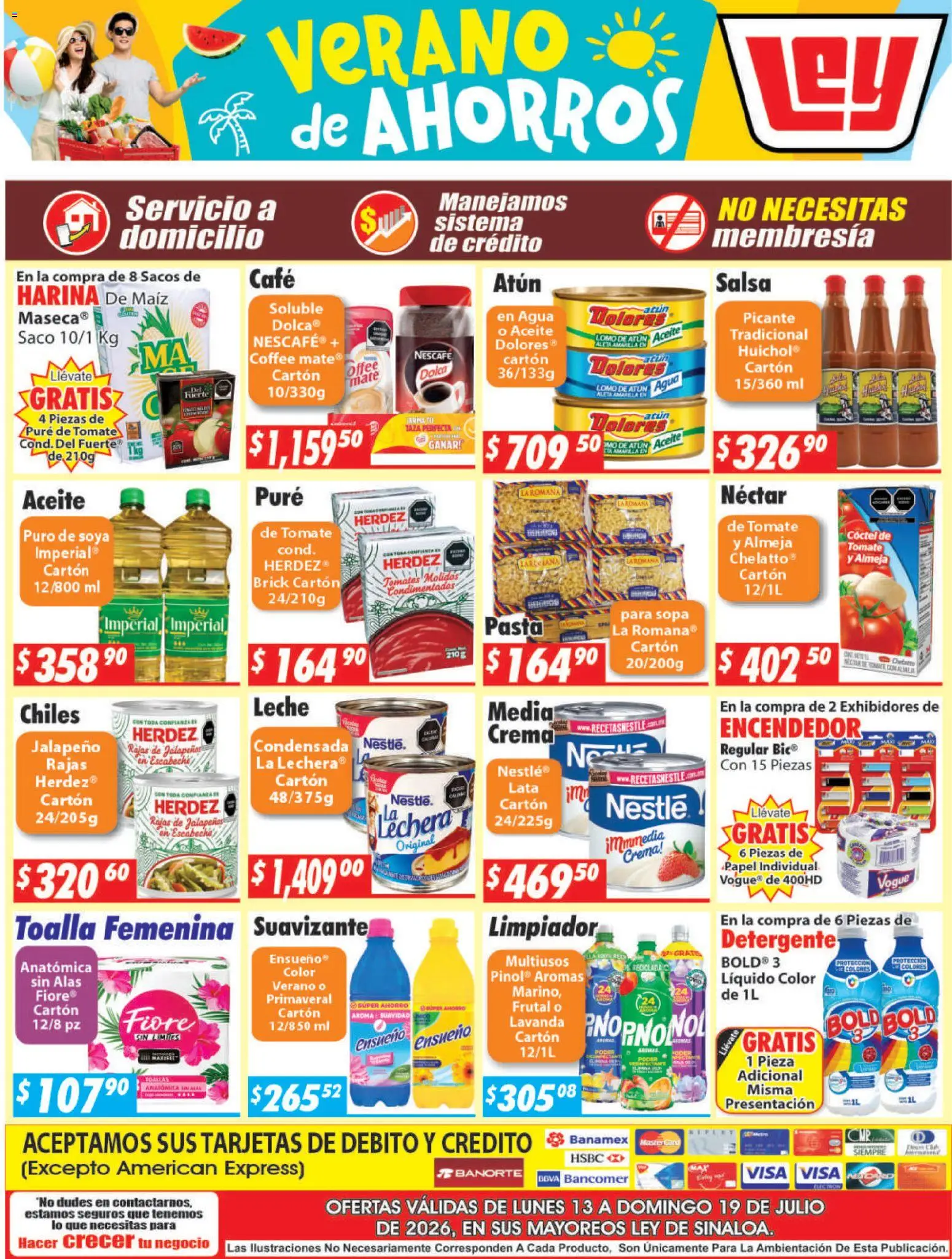 Nuevas ofertas de Casa Ley válidas en toda la República Mexicana desde el 13/07/2026. ¡Encuentra las mejores ofertas en Casa Ley folleto Sinaloa! | Página: 2 | Productos: Sopa, Aceite, Pure de Tomate, Suavizante