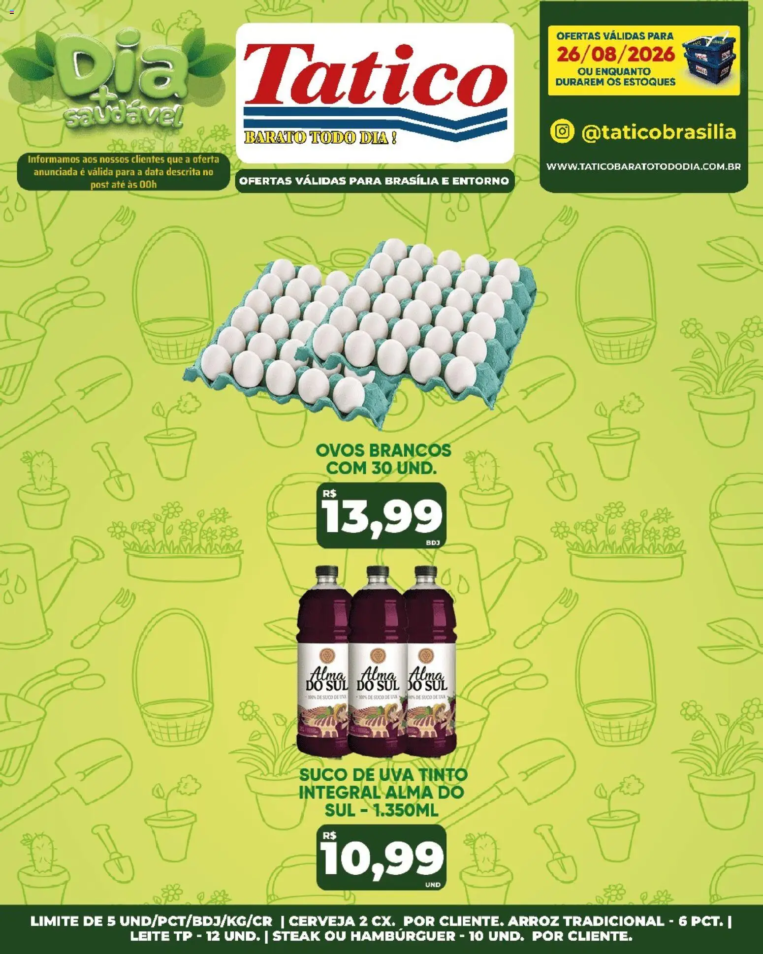 Tatico Folheto - válido de 26/08/2026 | Página: 20 | Produtos: Steak, Cerveja, Arroz, Hambúrguer