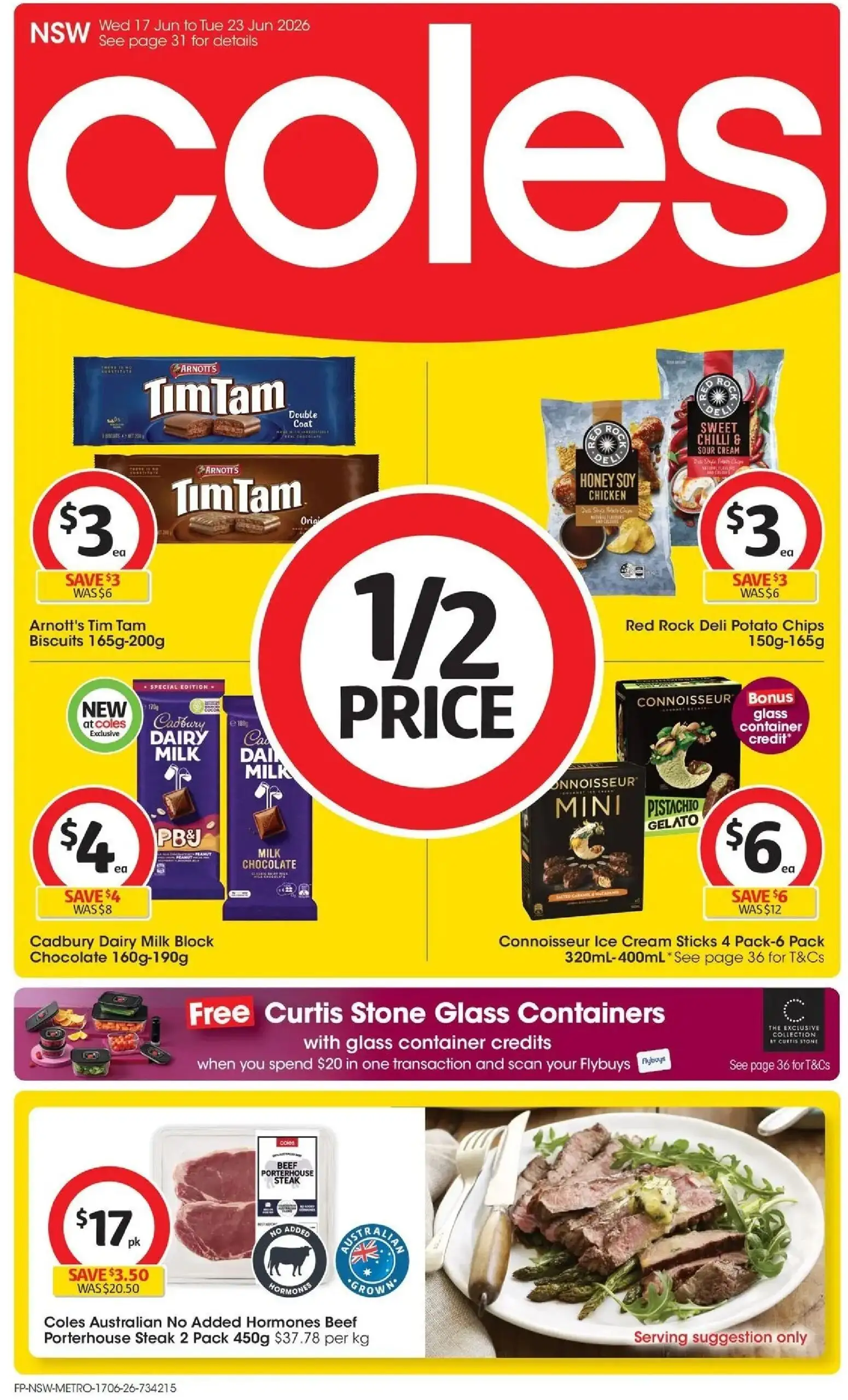 Coles catalogue - valid from 17.06.2026 | Page: 1 | Products: Milk, Honey, Beef, Cream