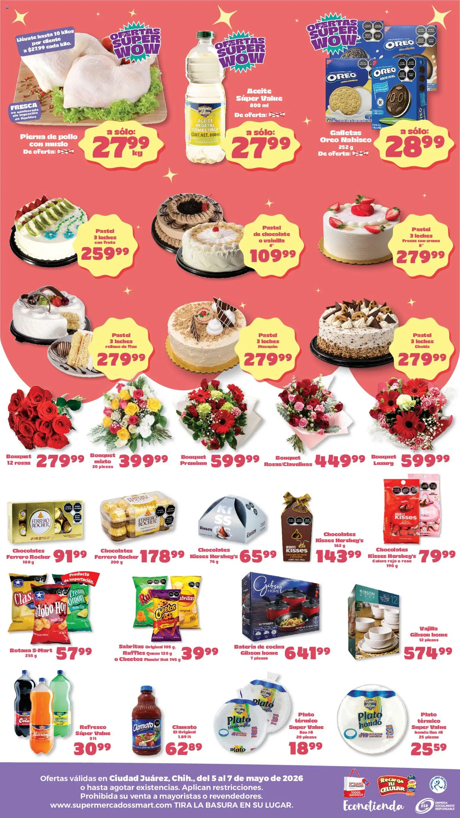 Nuevas ofertas de S-Mart válidas en toda la República Mexicana desde el 05.05.2026. ¡Encuentra las mejores ofertas en S-Mart folleto Ofertas de feria Juárez! | Página: 2 | Productos: Refresco, Chocolate, Fresas, Galletas