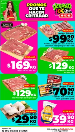 Vista previa de H-E-B folleto, nuevo folleto de la tienda, válido en México a partir del 10/07/2026 | Página: 12 | Productos: Pollo, Queso, Res, Té