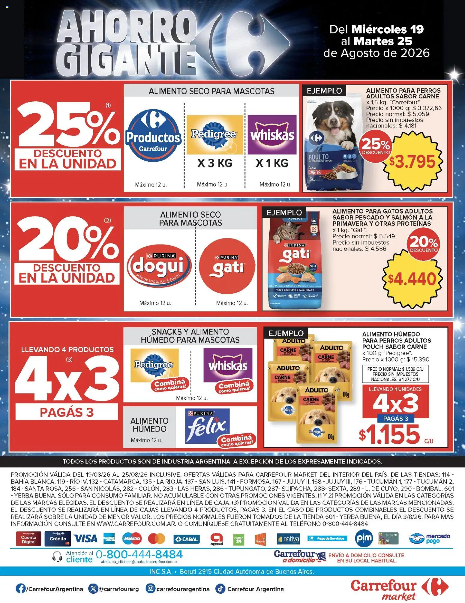 Carrefour ofertas │ válido desde el 19/08/2026 | Página: 52 | Productos: Teléfono, Pescado, Carne, Alimento para perros